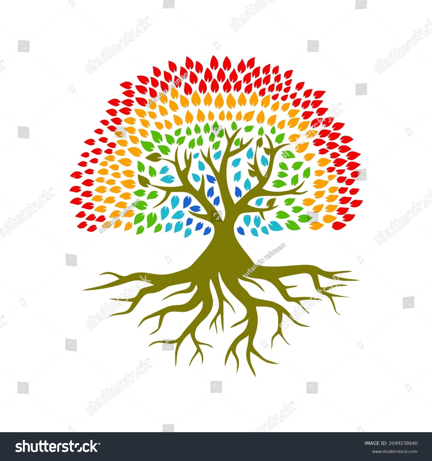 Illustration Rainbow Tree Roots On White Stock Vector (Royalty Free ...