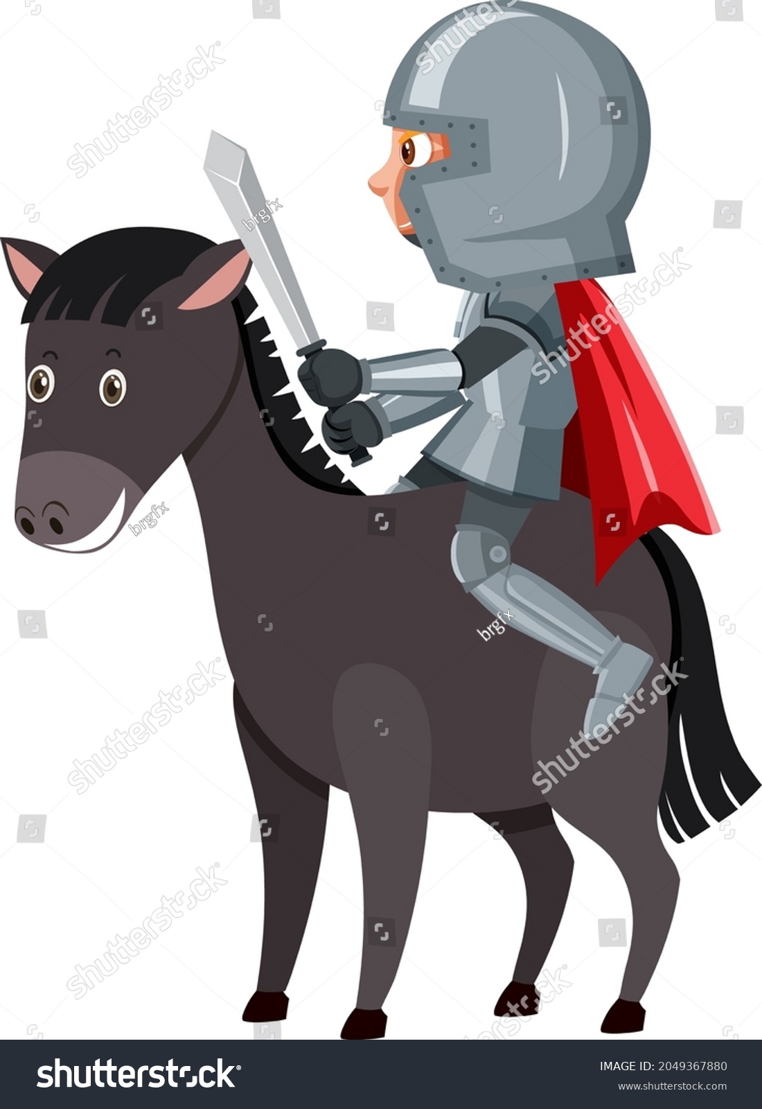 Knight Riding Horse Cartoon Character On Stock Vector (Royalty Free ...