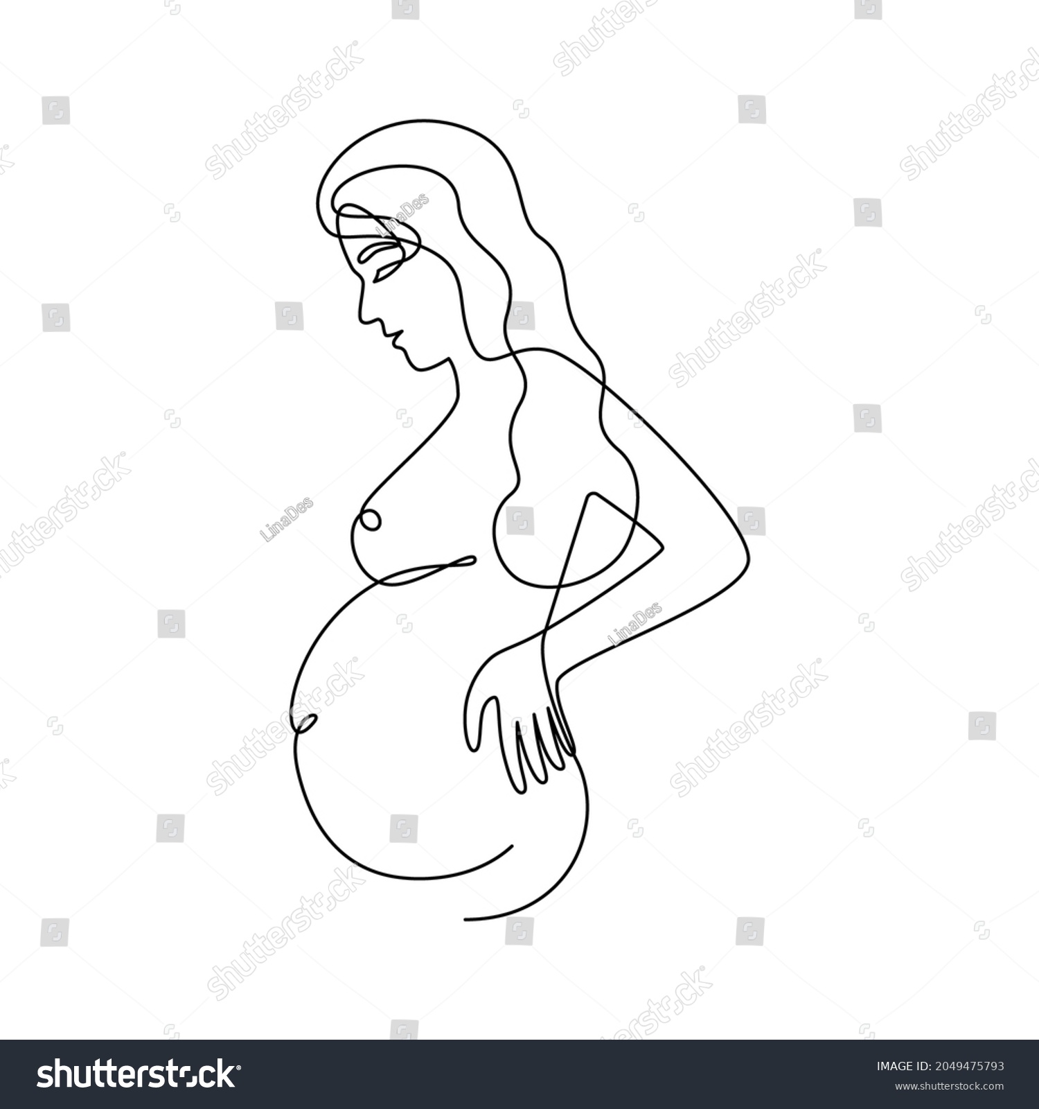 Linear Abstract Woman Pregnant Happy Pregnant Stock Vector Royalty Free Shutterstock