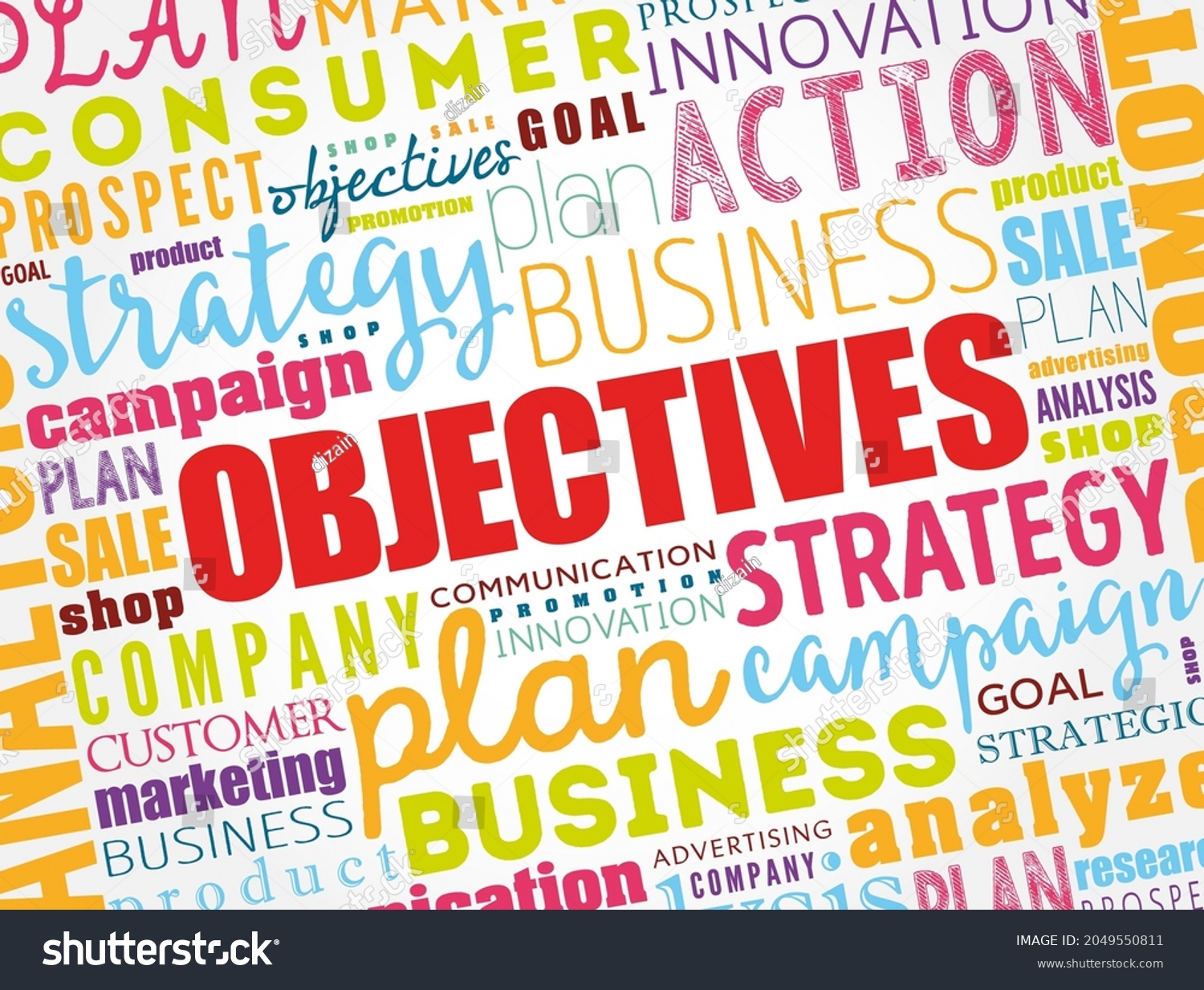 Objectives Word Cloud Collage Business Concept Stock Vector (Royalty ...