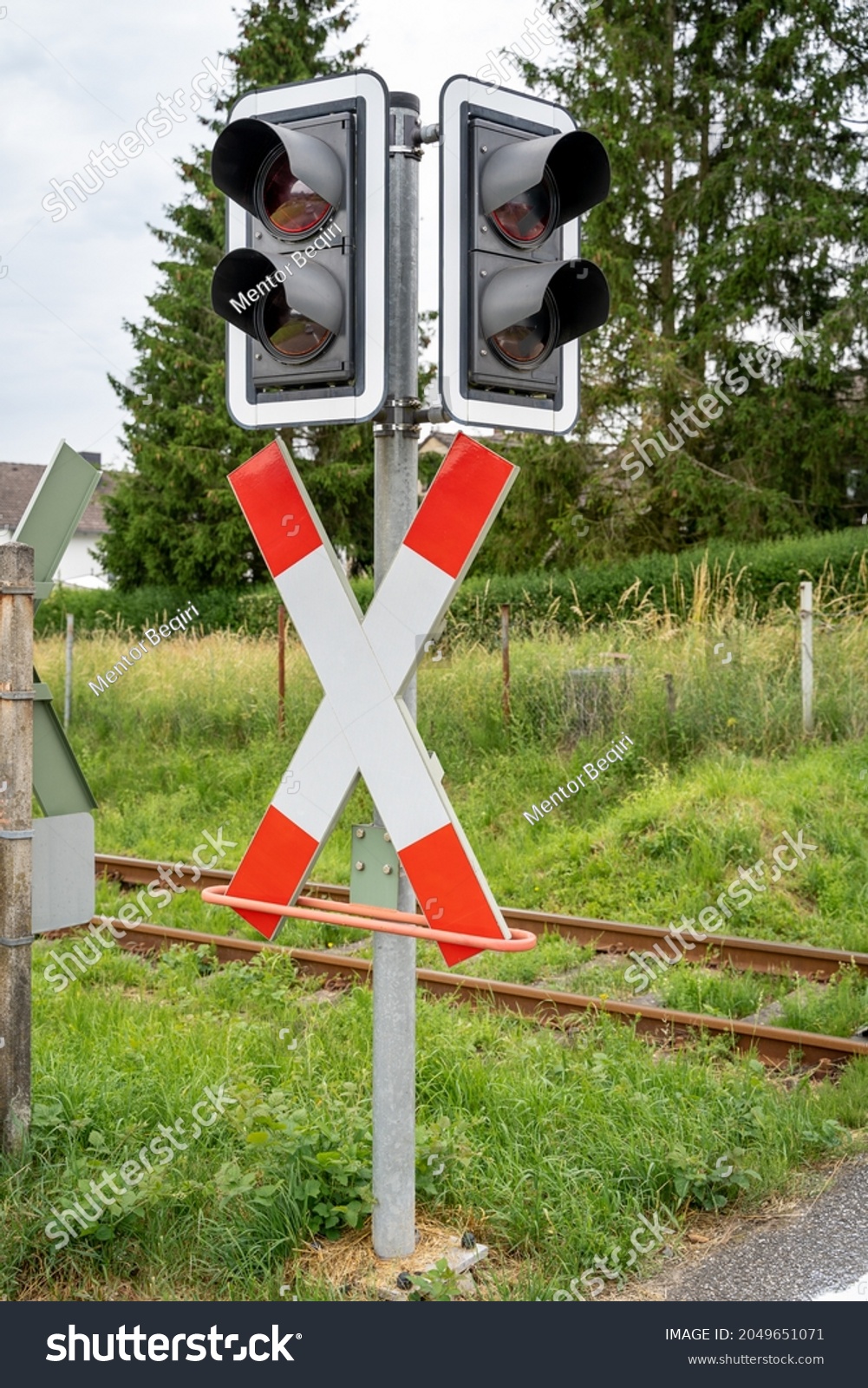 Two Traffic Lights Railroad Crossing Stock Photo 2049651071 