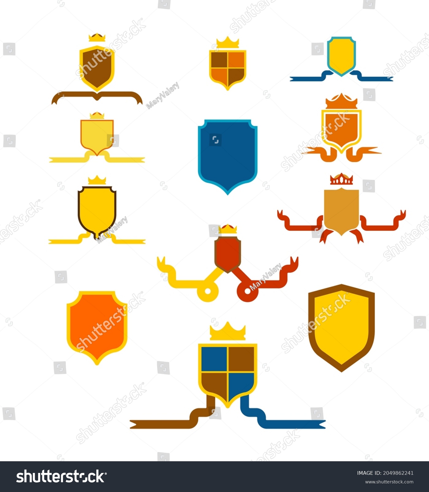 Crown Heraldic Shield Set Template Heraldry Stock Illustration ...