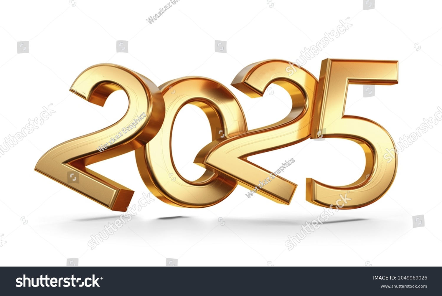 2025 Bold Letters Golden Symbol 3dillustration Stock Illustration ...