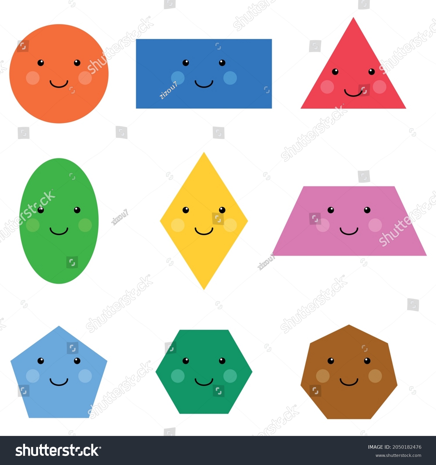 Colorful Basic Geometric Funny Shapes Kids Stock Vector (Royalty Free ...