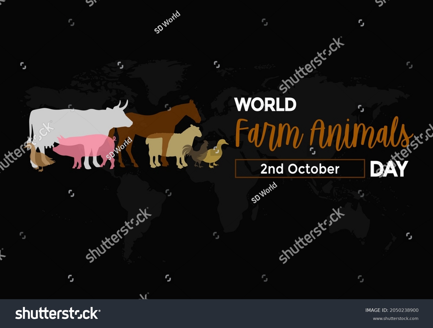 World Farm Animals Day Illustrative Banner Stock Illustration