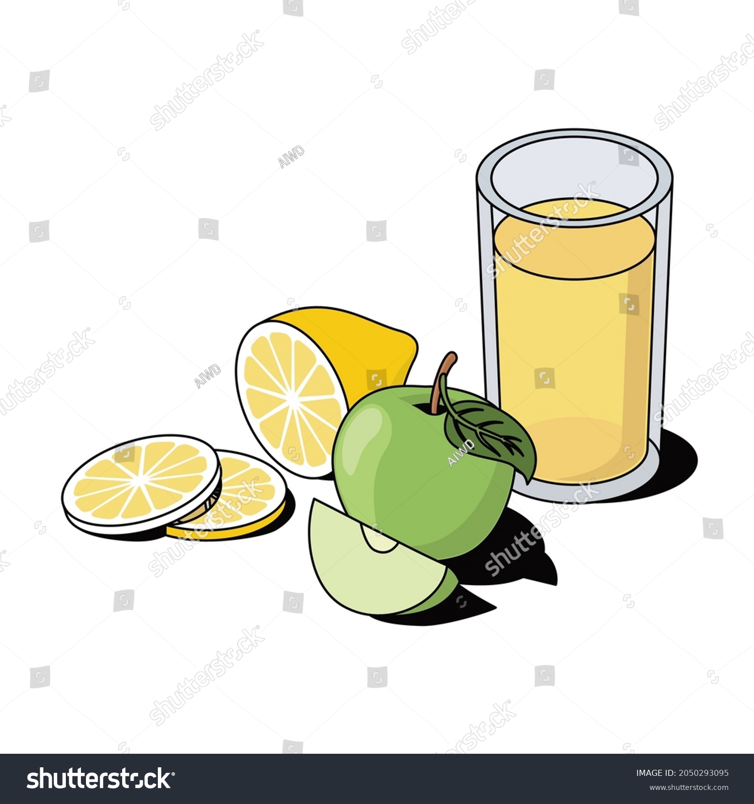 lemon and apple clip art