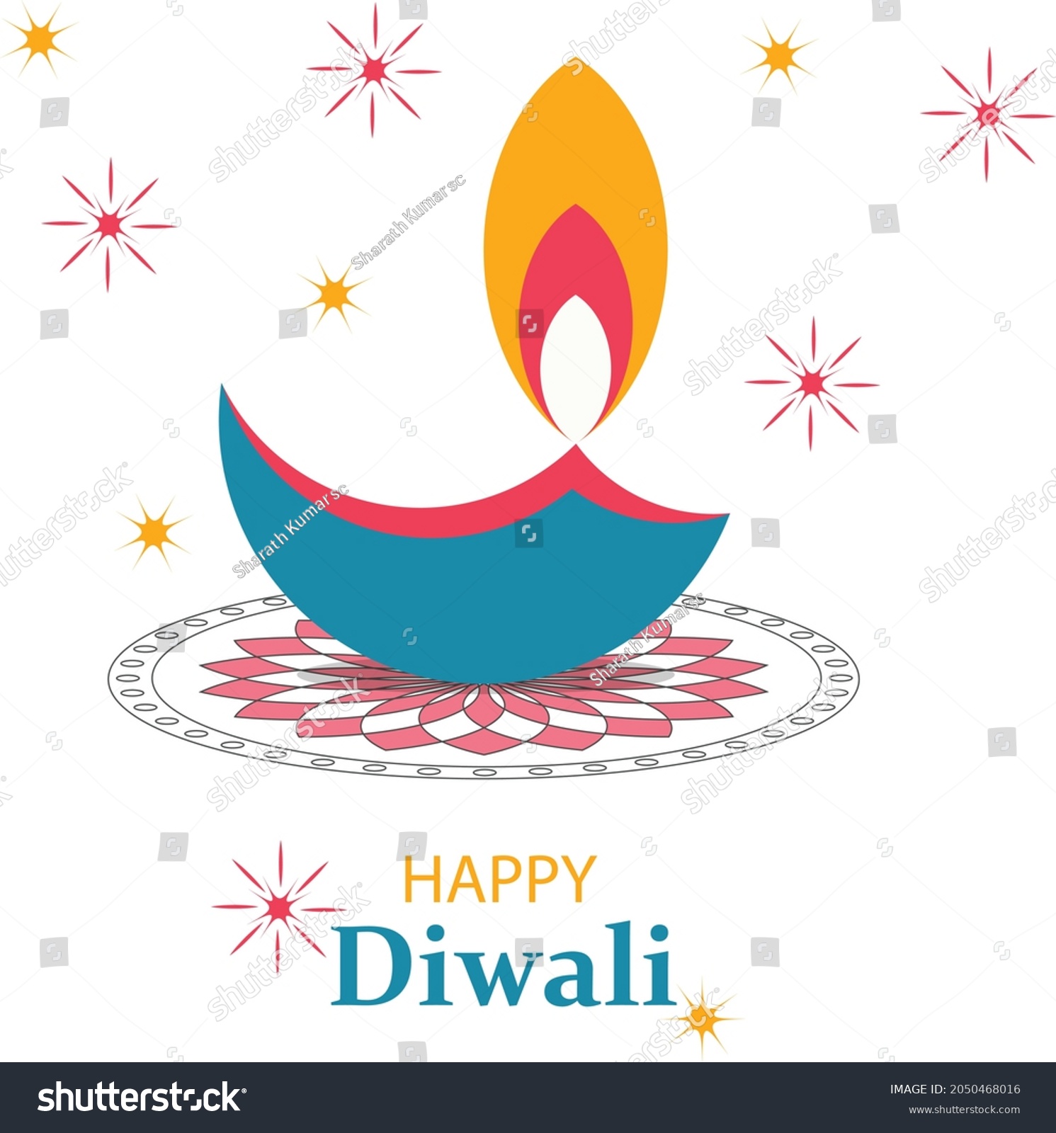 Diwali Festival Celebration Poster White Background Stock Vector ...