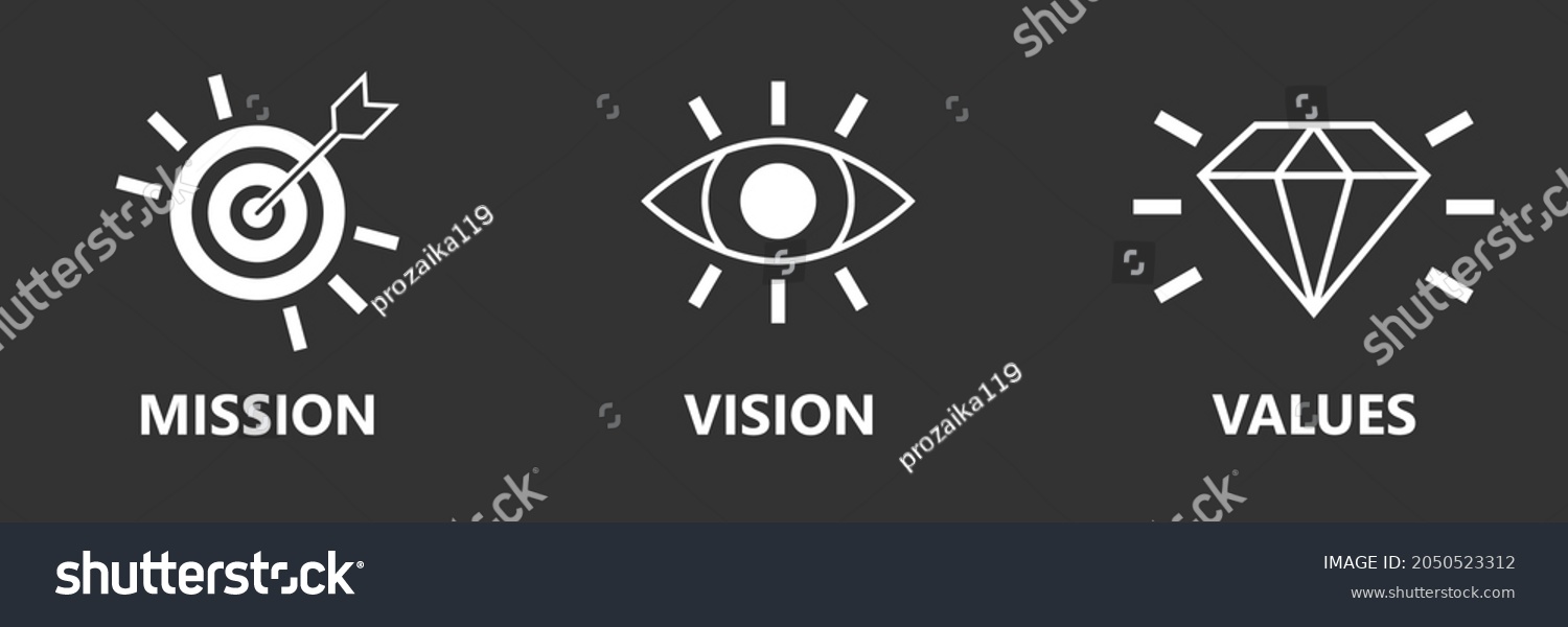 Mission Vision Values Business Strategy Icons Stock Vector (Royalty ...