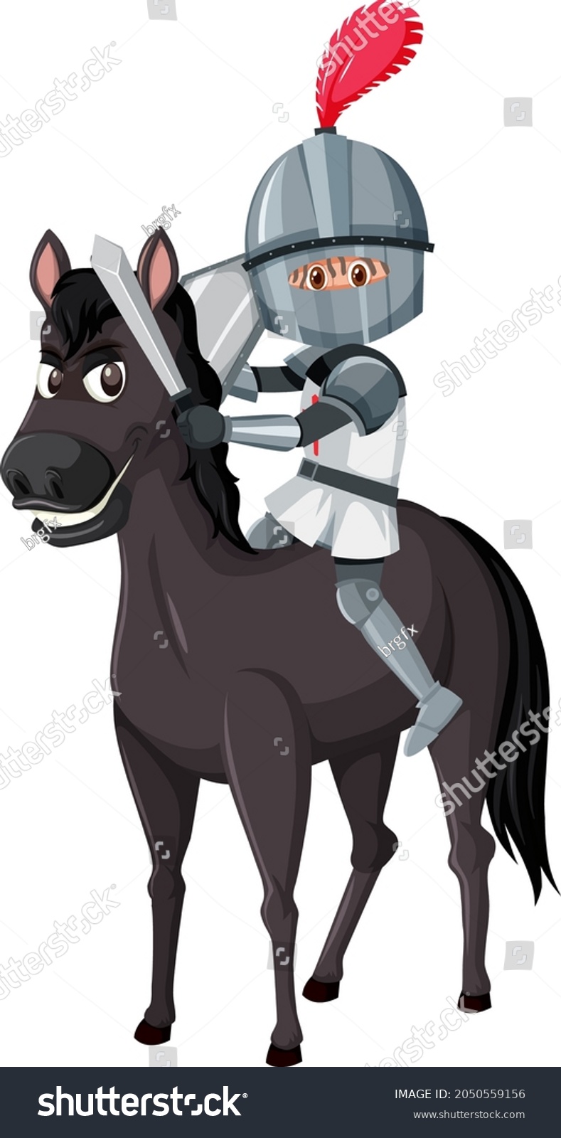 Knight Riding Horse Cartoon Character On Stock Vector (Royalty Free ...