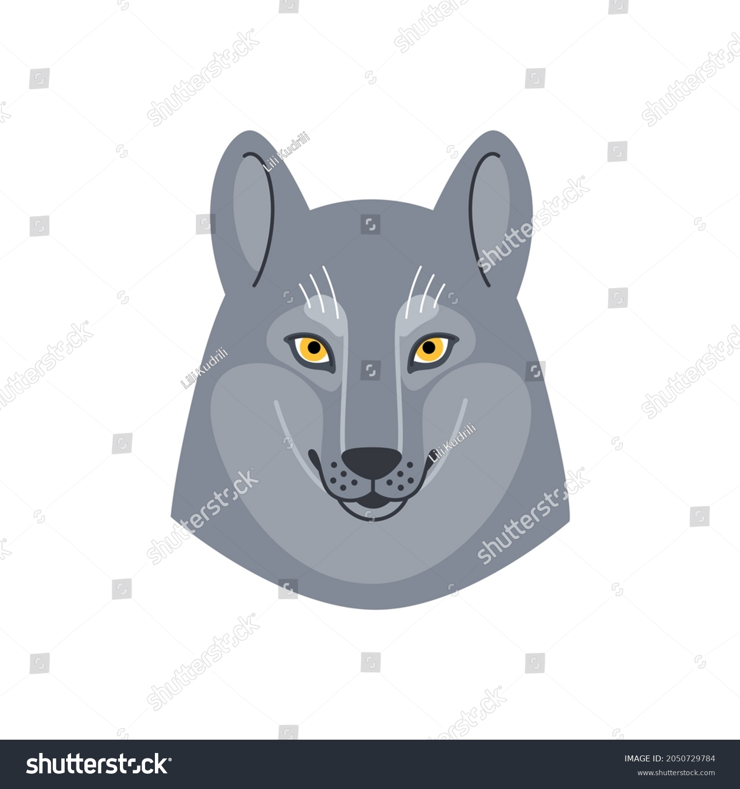 Illustration Wolf Head Cute Kind Character Stock Vector (Royalty Free ...