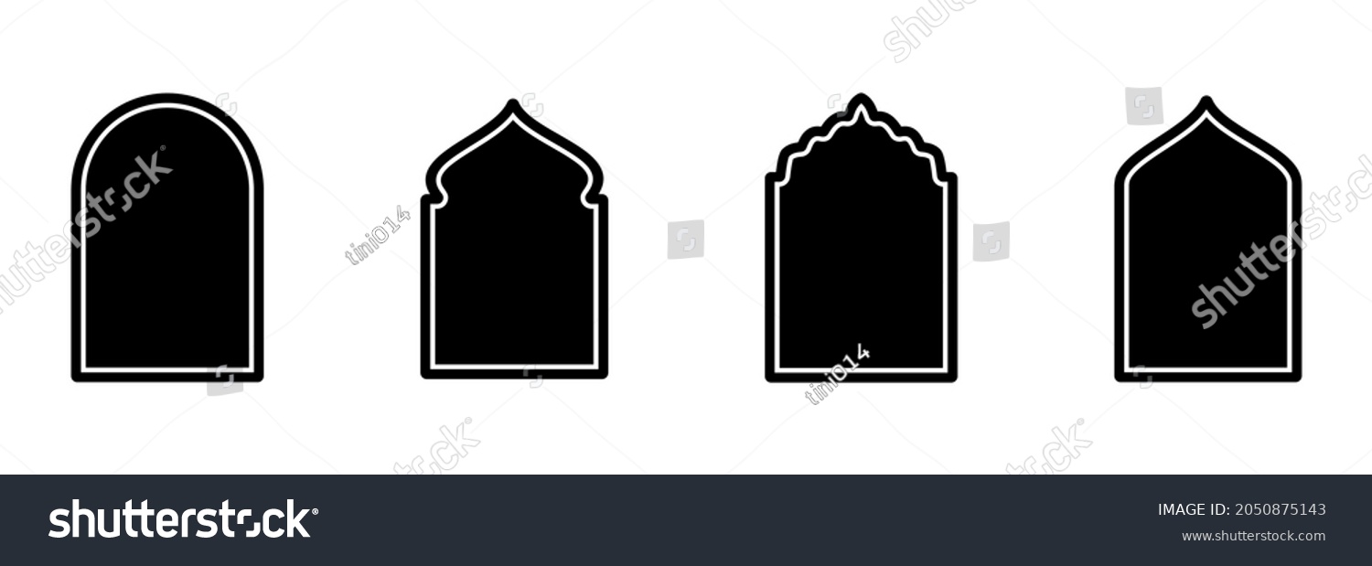 Islamic Window Icon Set Islamic Window Stock Vector (Royalty Free ...