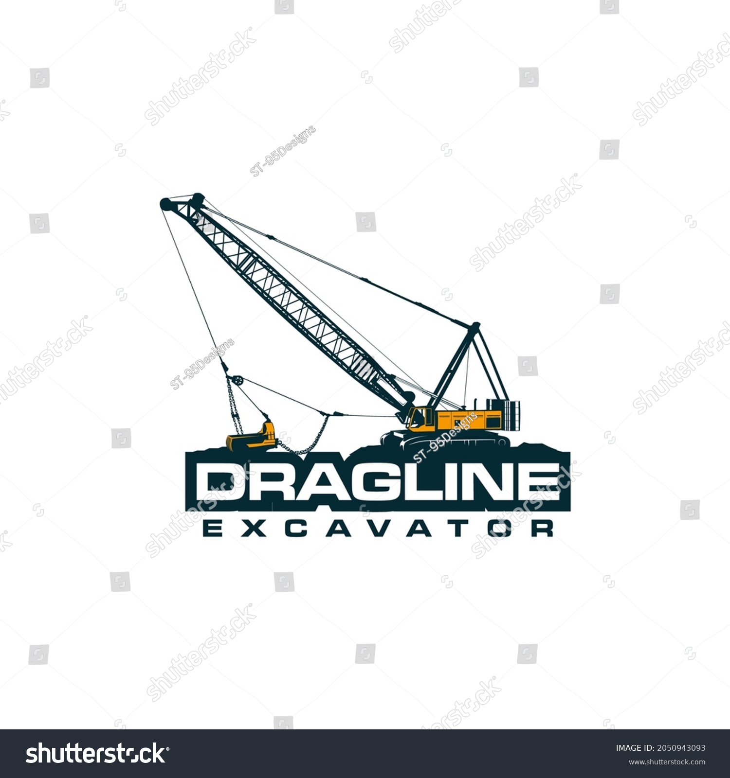 Dragline Excavator Logo Side View Stock Vector (Royalty Free ...