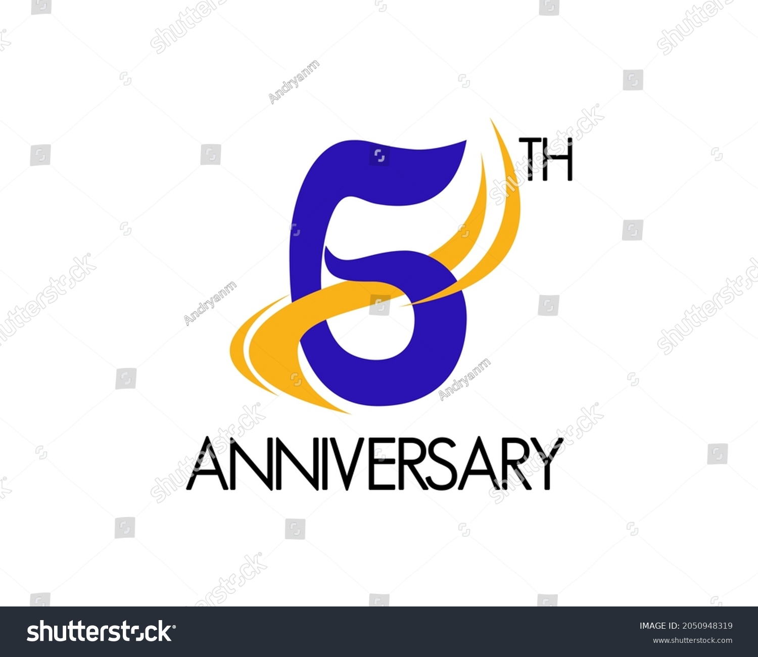 6 Year Anniversary Logo Design 6th Stock Vector (Royalty Free ...