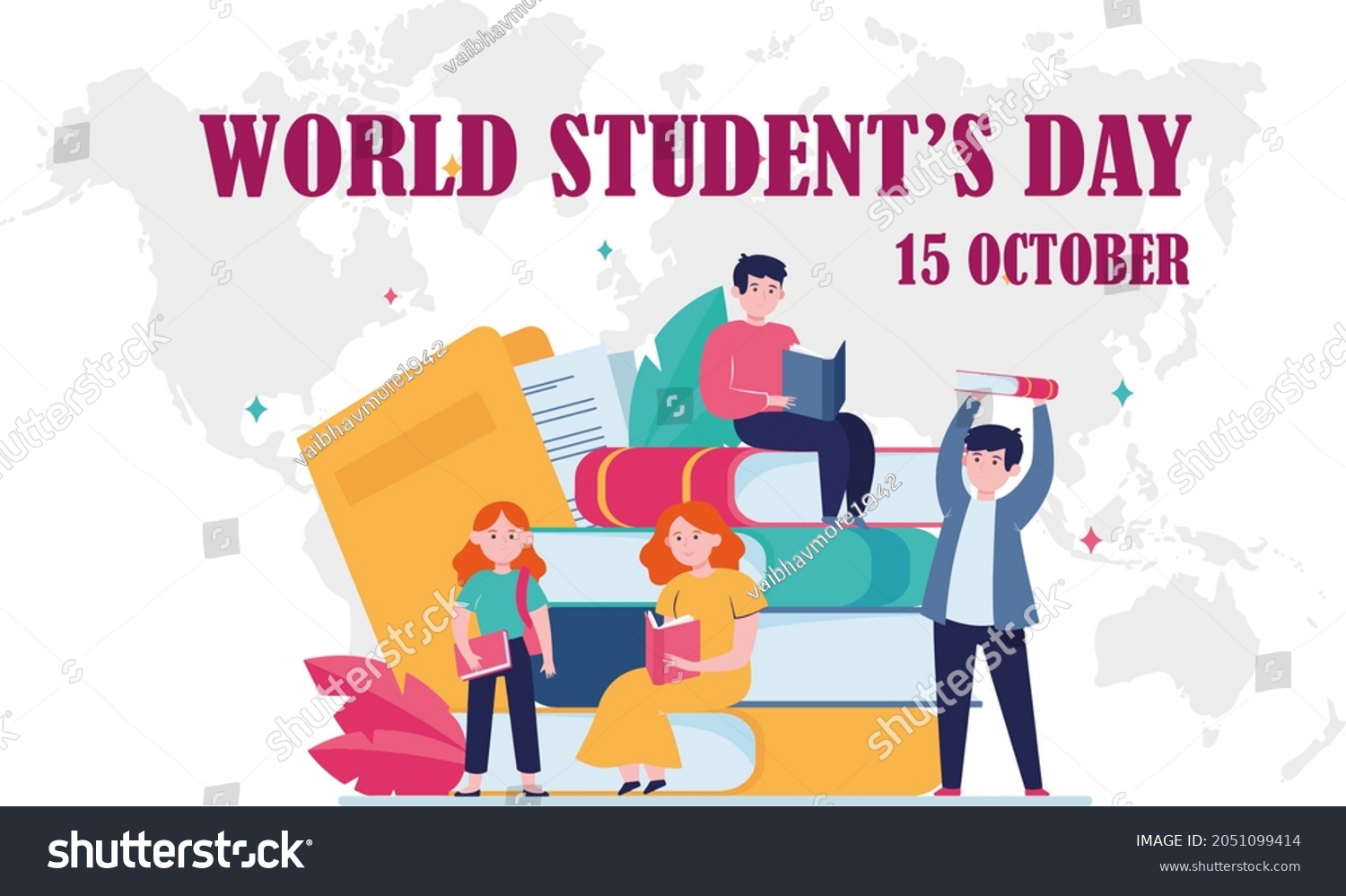 World Students Day Poster Design Stock Illustration 2051099414