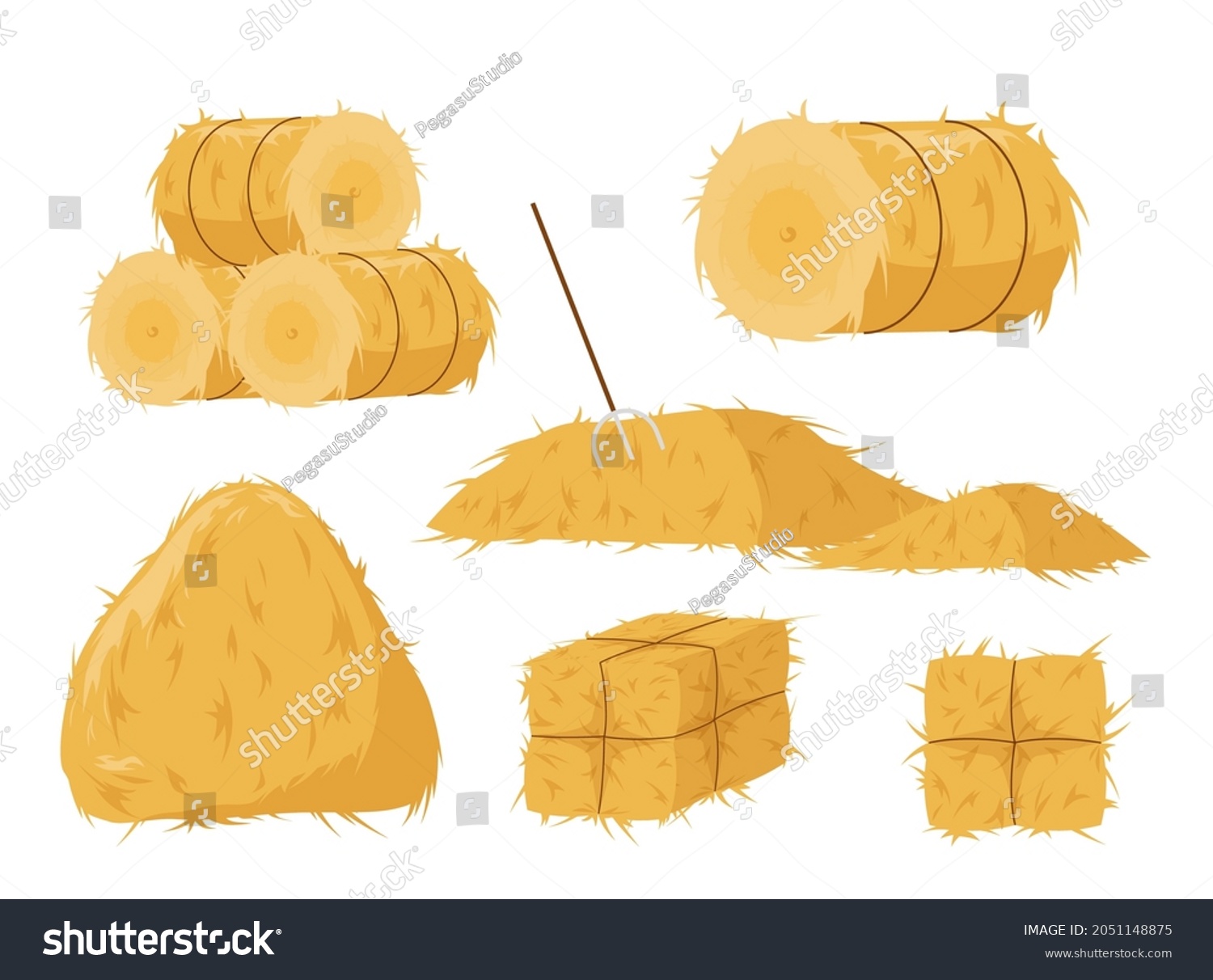 Haystacks Various Shapes Golden Tied Stacks Stock Vector (Royalty Free ...