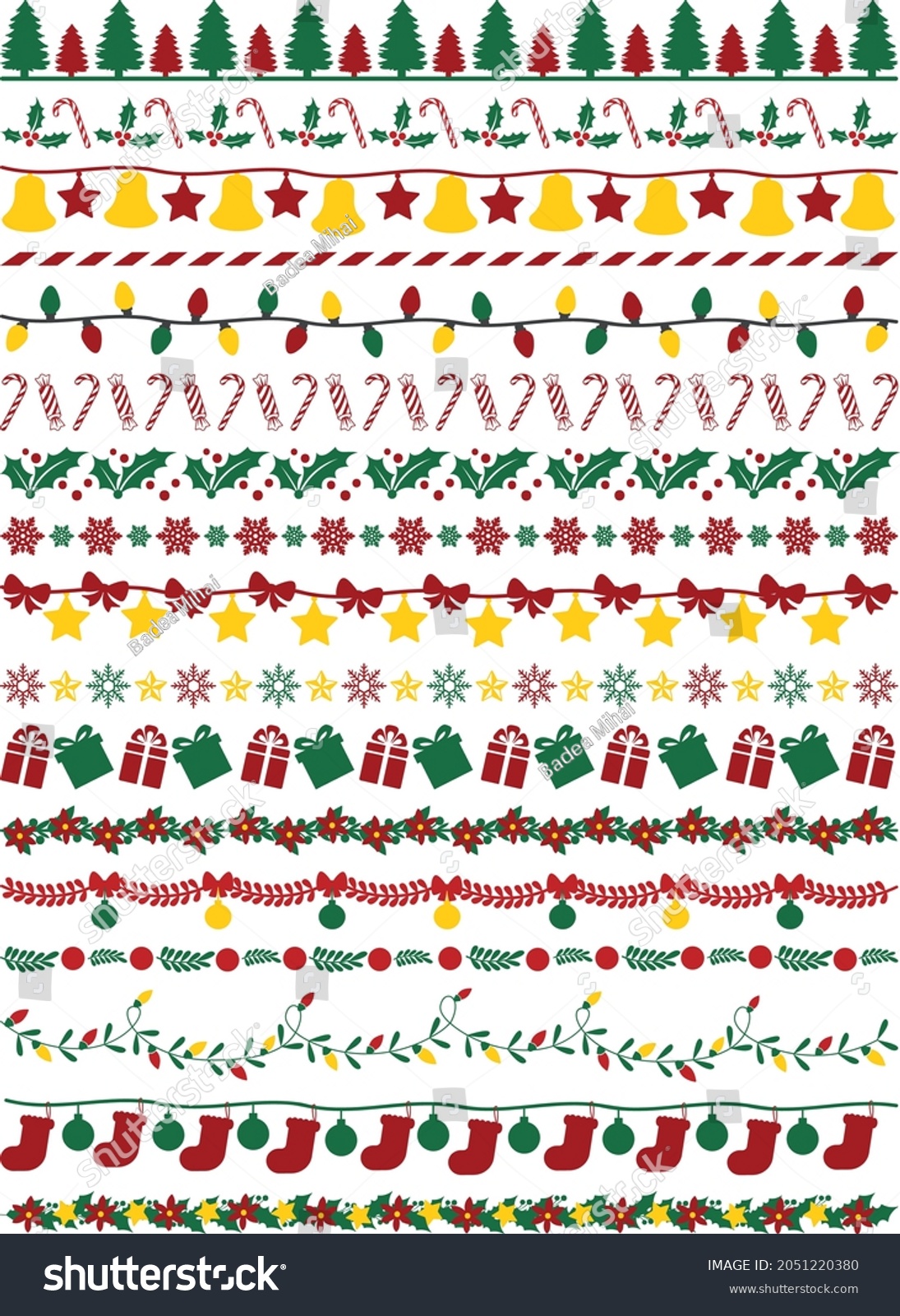 Set Christmas Themed Borders Text Dividers Stock Vector (Royalty Free ...