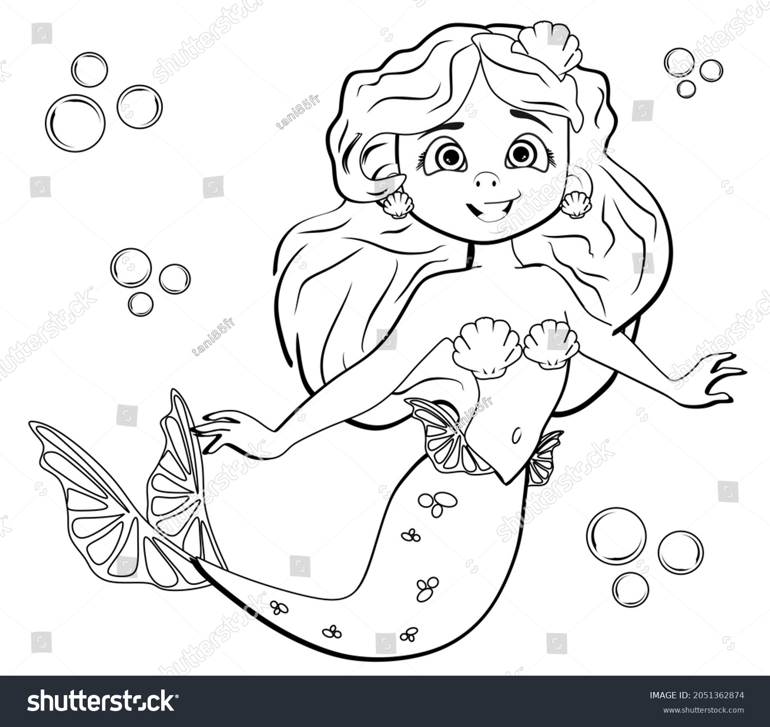 Coloring Magic Mermaid Bubbles Water Stock Illustration 2051362874 ...