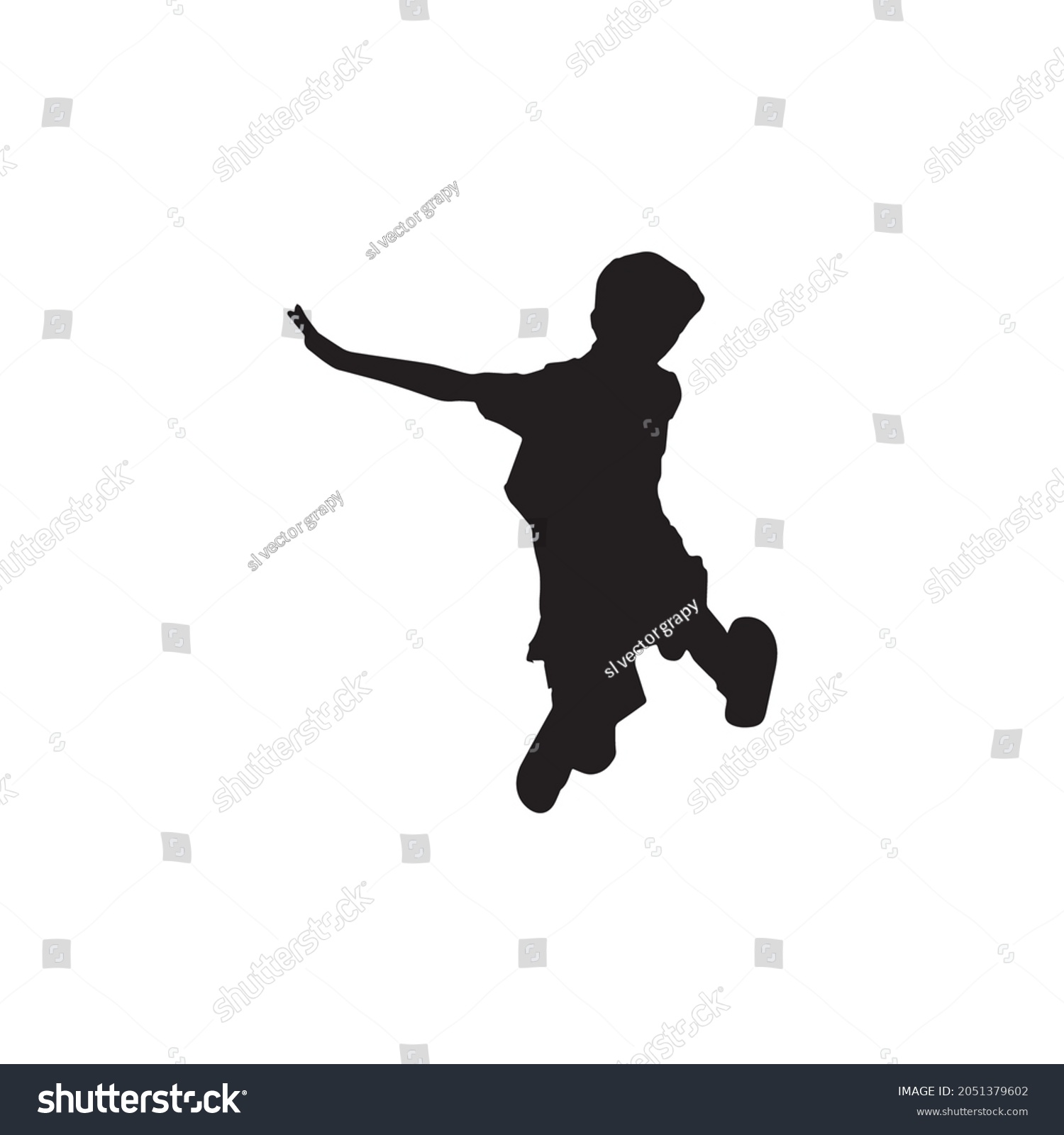 Kids Plying Dancing Silhouette Vector Stock Vector (Royalty Free ...