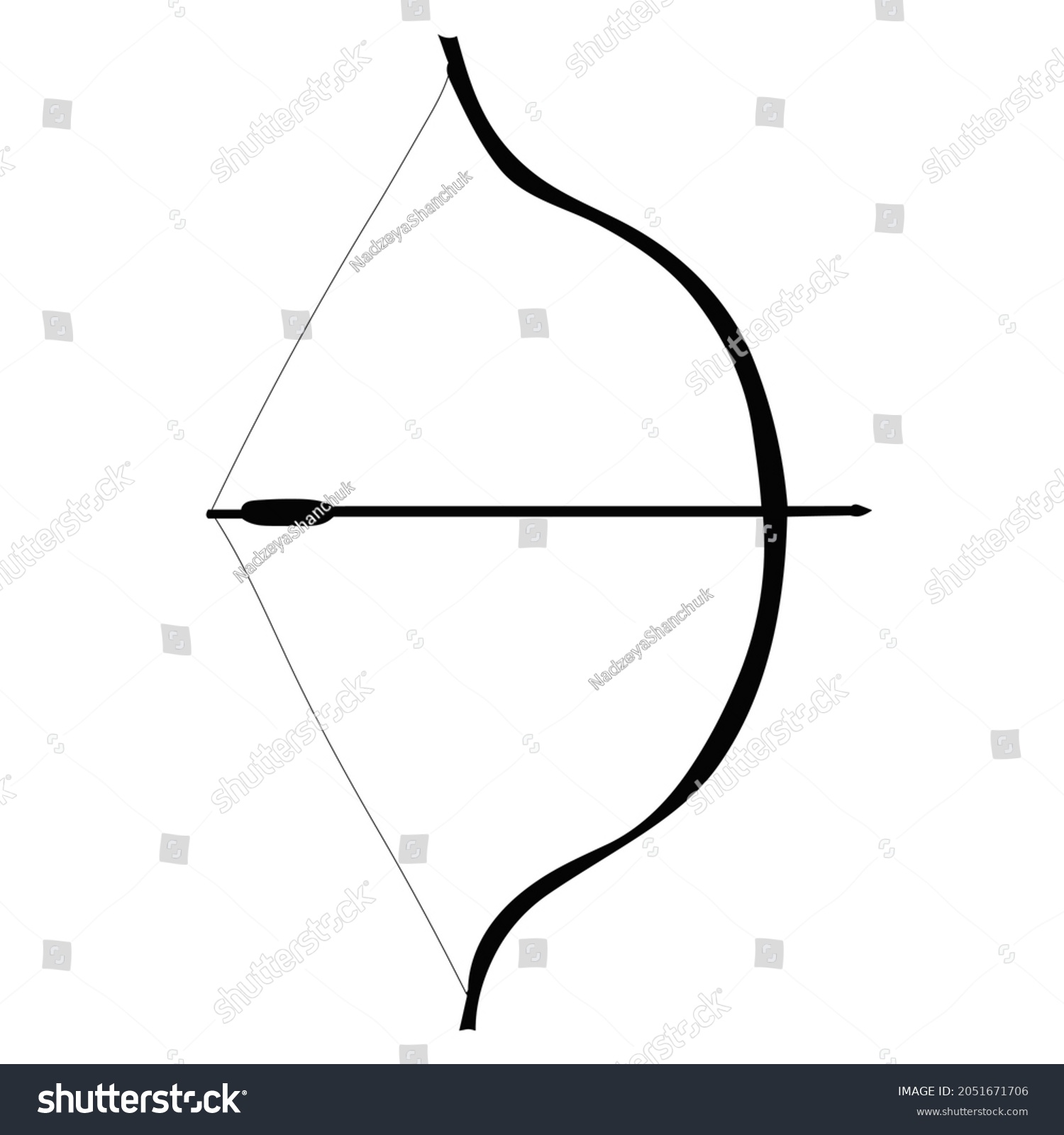 Black Silhouette Bow Arrow Vector Isolated Stock Vector (royalty Free 