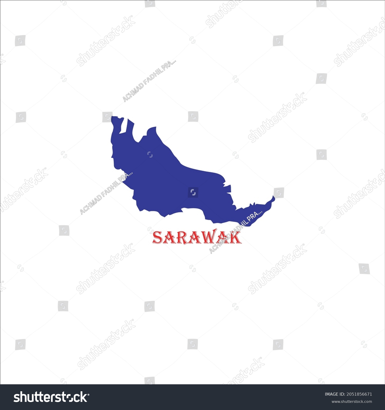 Sarawak Map Logo Blue Red Text Stock Vector (Royalty Free) 2051856671 ...