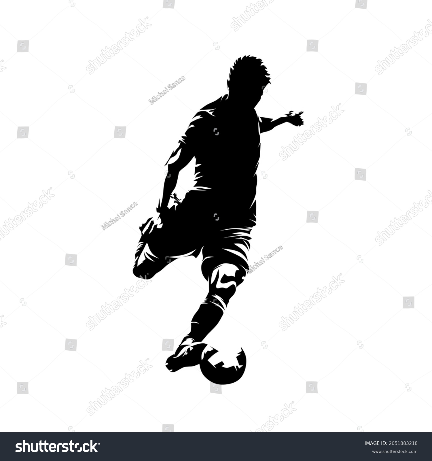 Soccer Player Kicking Ball Footballer Shoots Stock Vector (Royalty Free ...