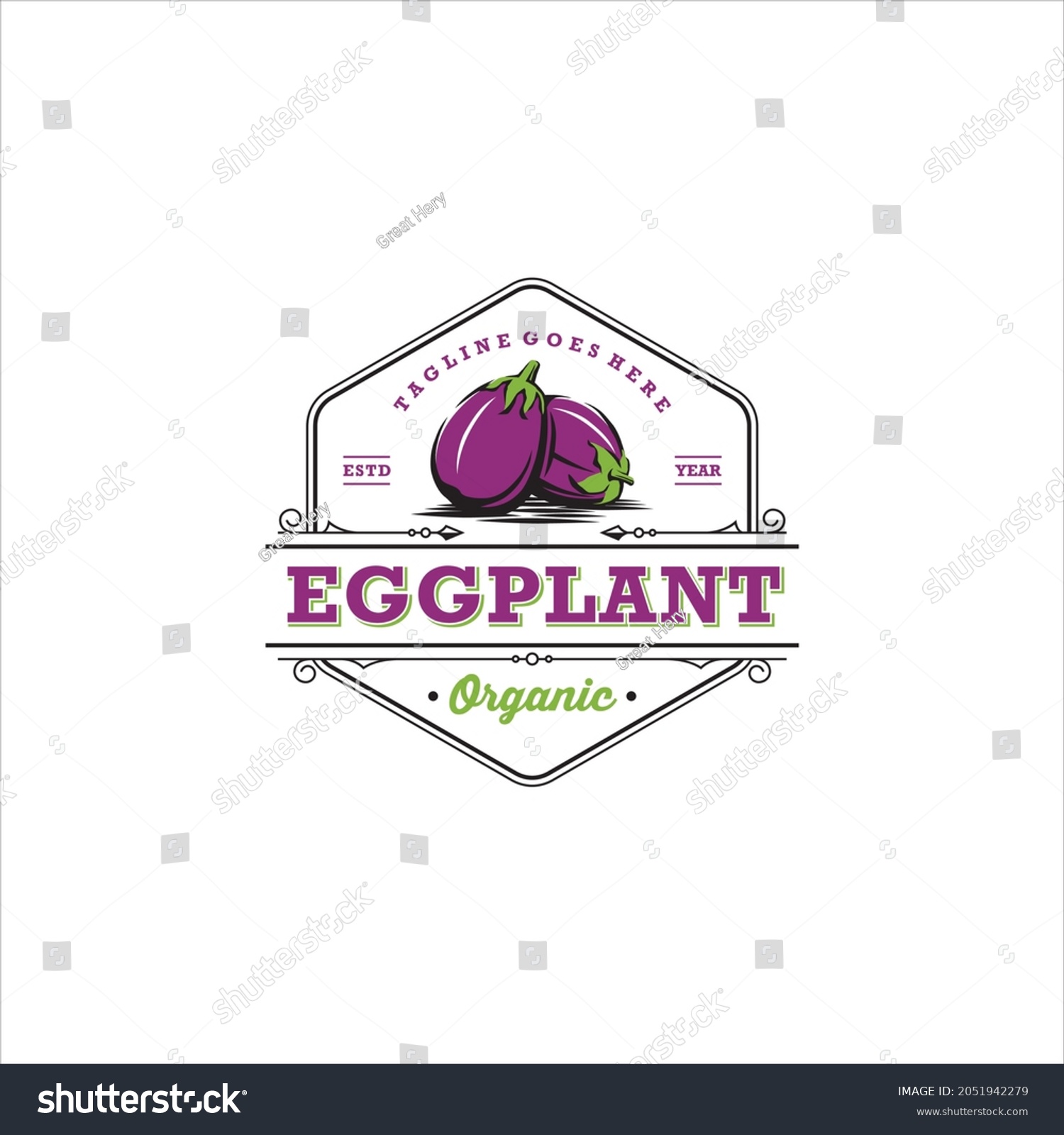 Eggplant Vegetable Logo Design Vector Image Stock Vector (royalty Free 