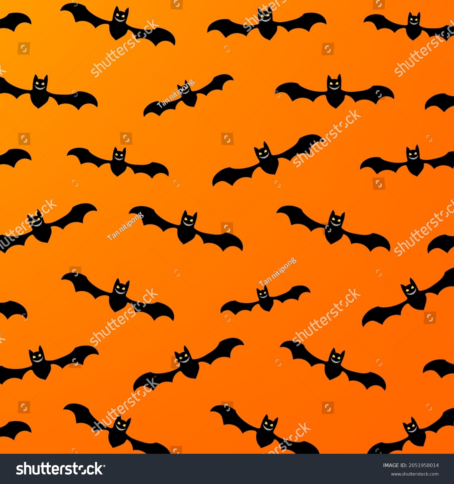 Bat Cartoon Background Halloween Hand Drawn Stock Vector (Royalty Free ...