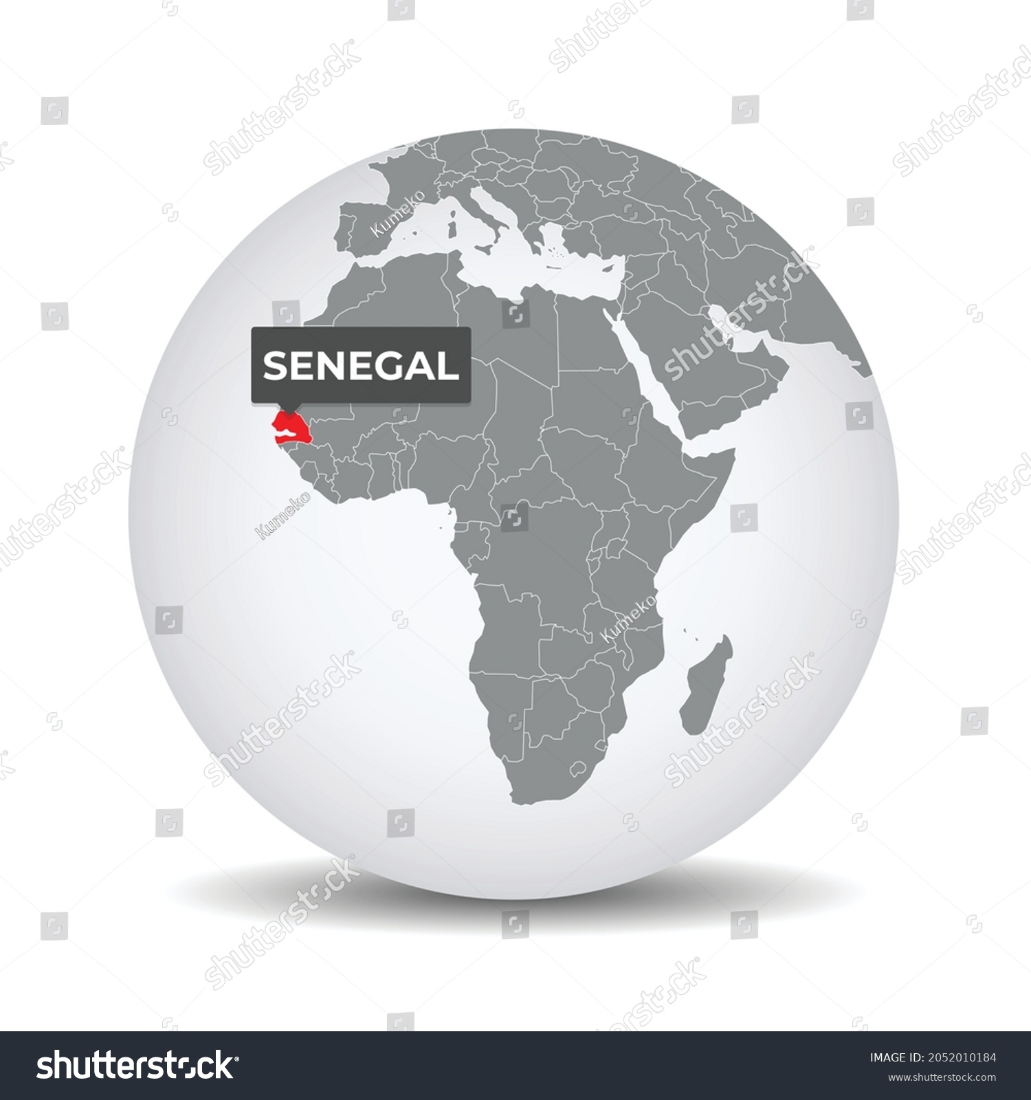 World Globe Map Identication Senegal Map Stock Vector Royalty Free Stock Vector World Globe Map With The Identication Of Senegal Map Of Senegal Senegal On Grey Political D 2052010184