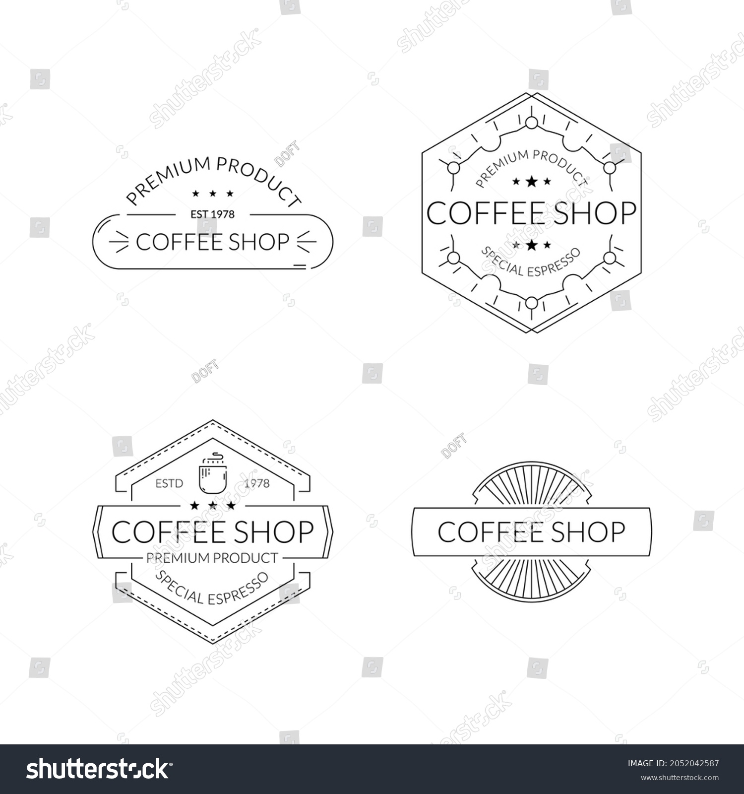 Set Coffee Shop Label Vector Illustration Stock Vector (Royalty Free ...