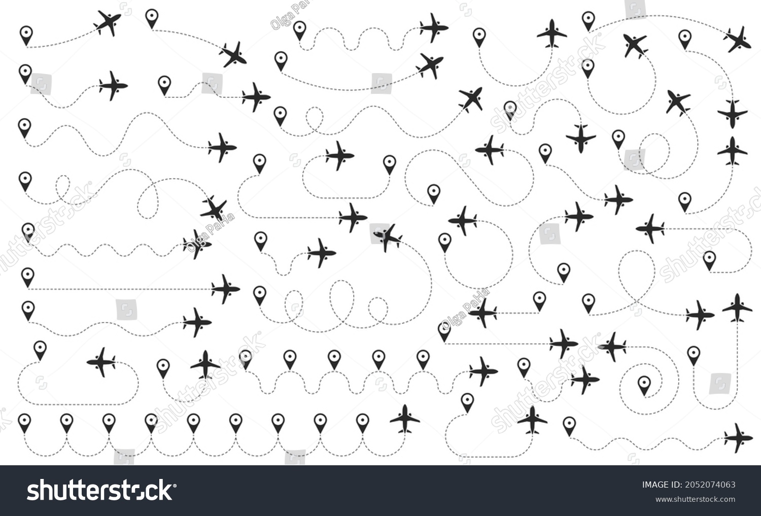 Flight Path Aircraft Point Location Along Stock Vector (Royalty Free ...