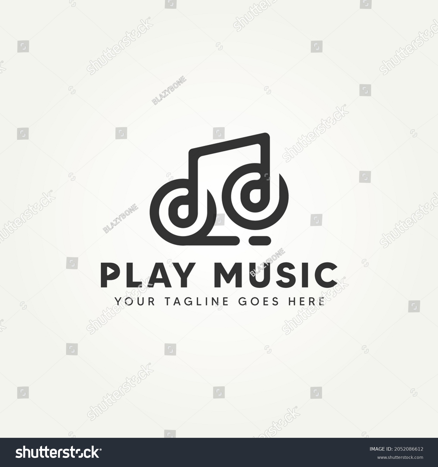 Music Note Minimalist Line Art Icon Stock Vector (Royalty Free ...