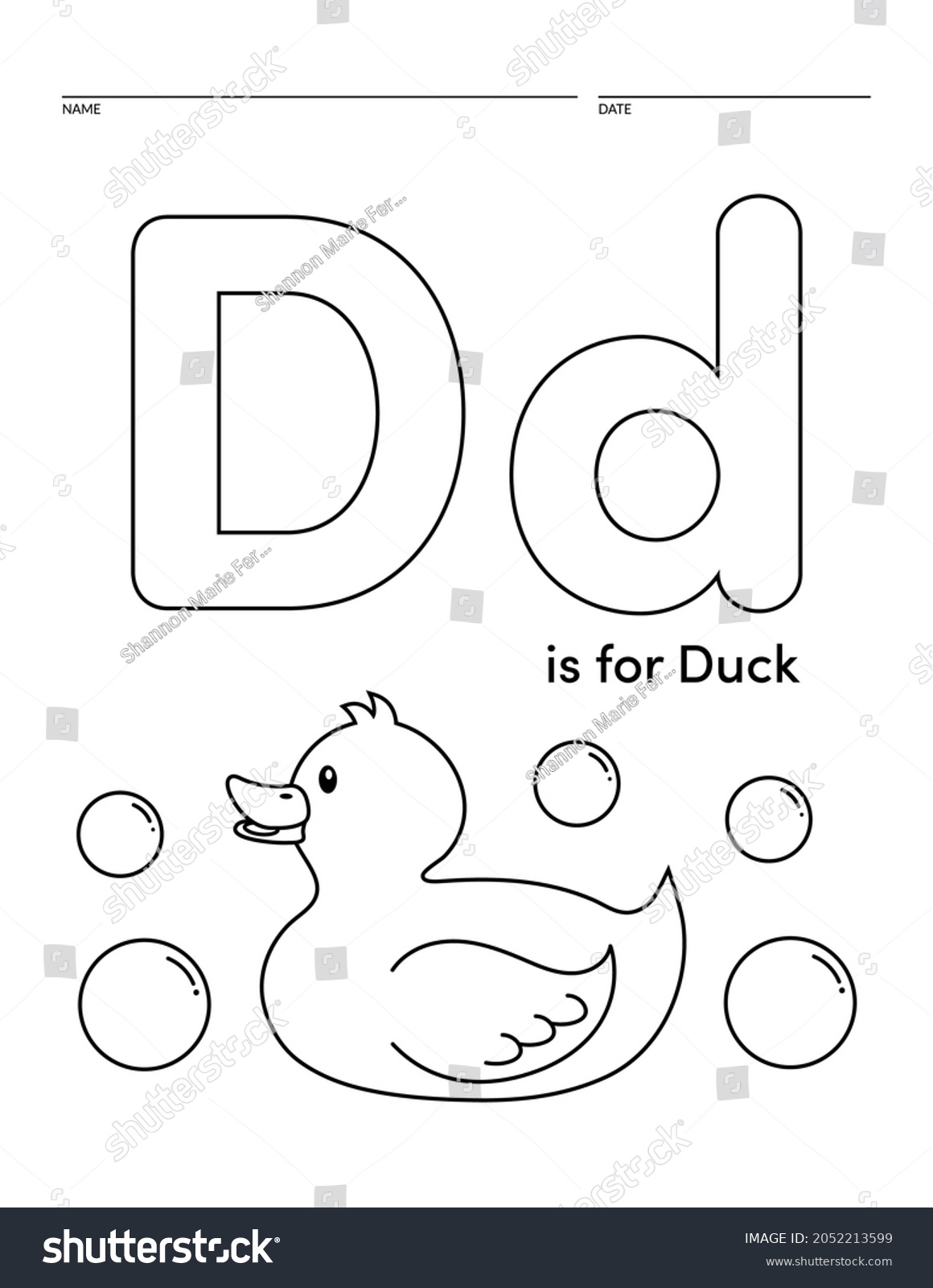 Letter D Duck Alphabet Learning Worksheet Stock Vector (Royalty Free ...