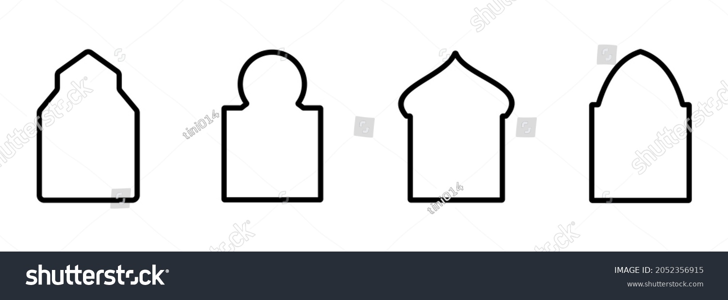 Islamic Window Icon Set Islamic Window Stock Vector (Royalty Free ...