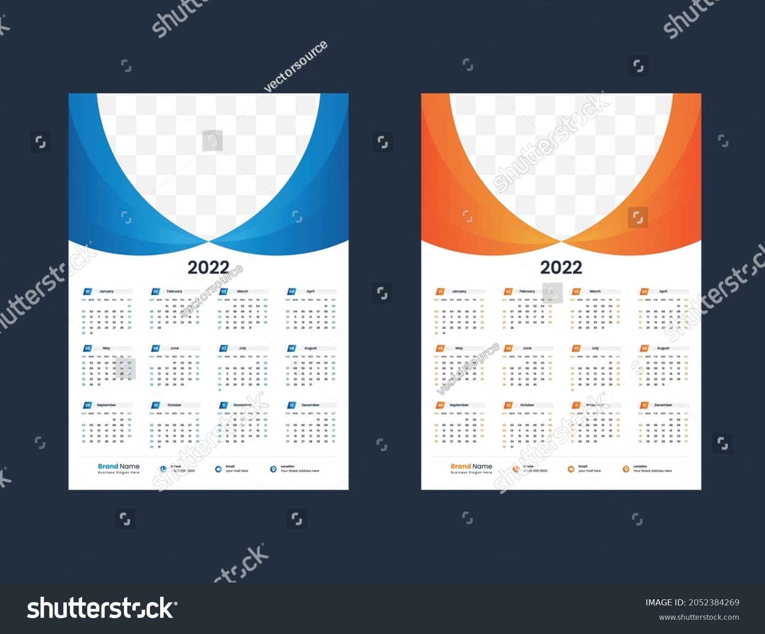 Wall Calendar 2022 Design 2022 Year Stock Vector (Royalty Free ...