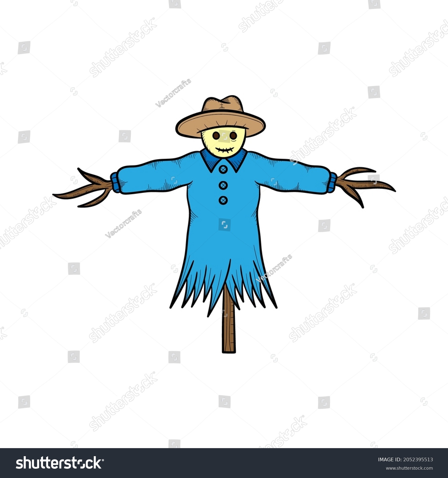 Scarecrow Hand Drawn Illustration Sketch Vector Stock Vector (royalty 