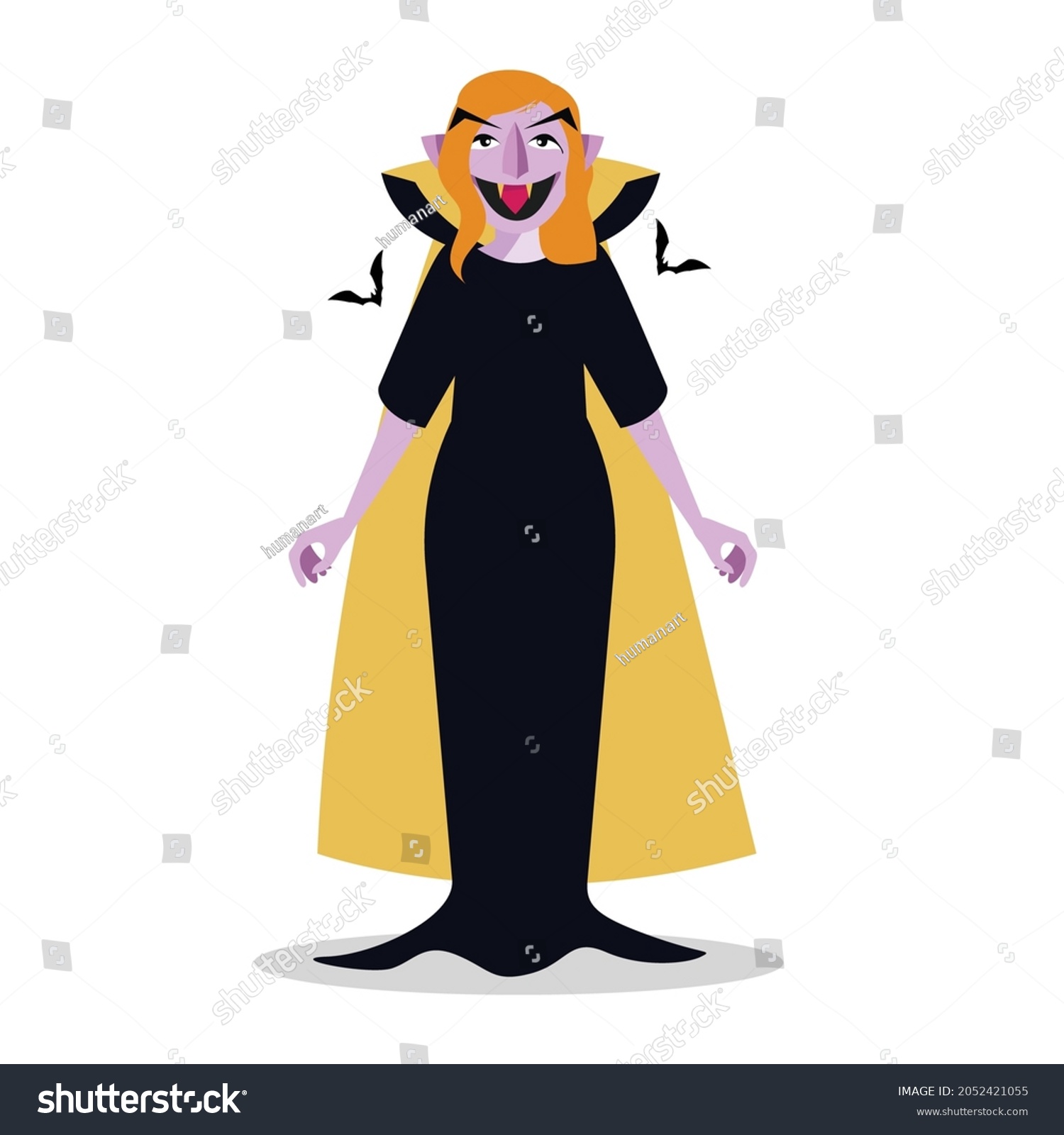 Halloween Character Vampire Girl Cartoon Vector Stock Vector (Royalty ...