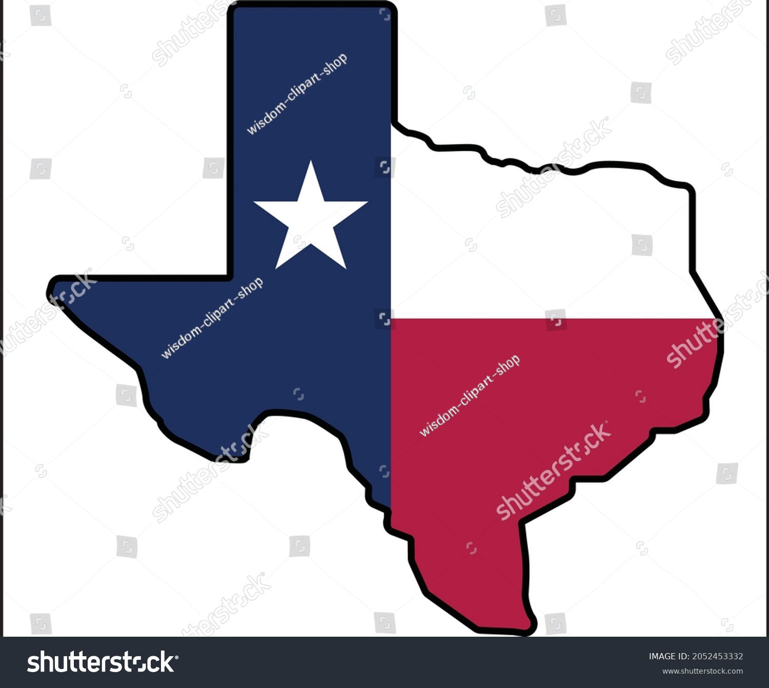 Printable Editable Texas Map Stock Vector (Royalty Free) 2052453332