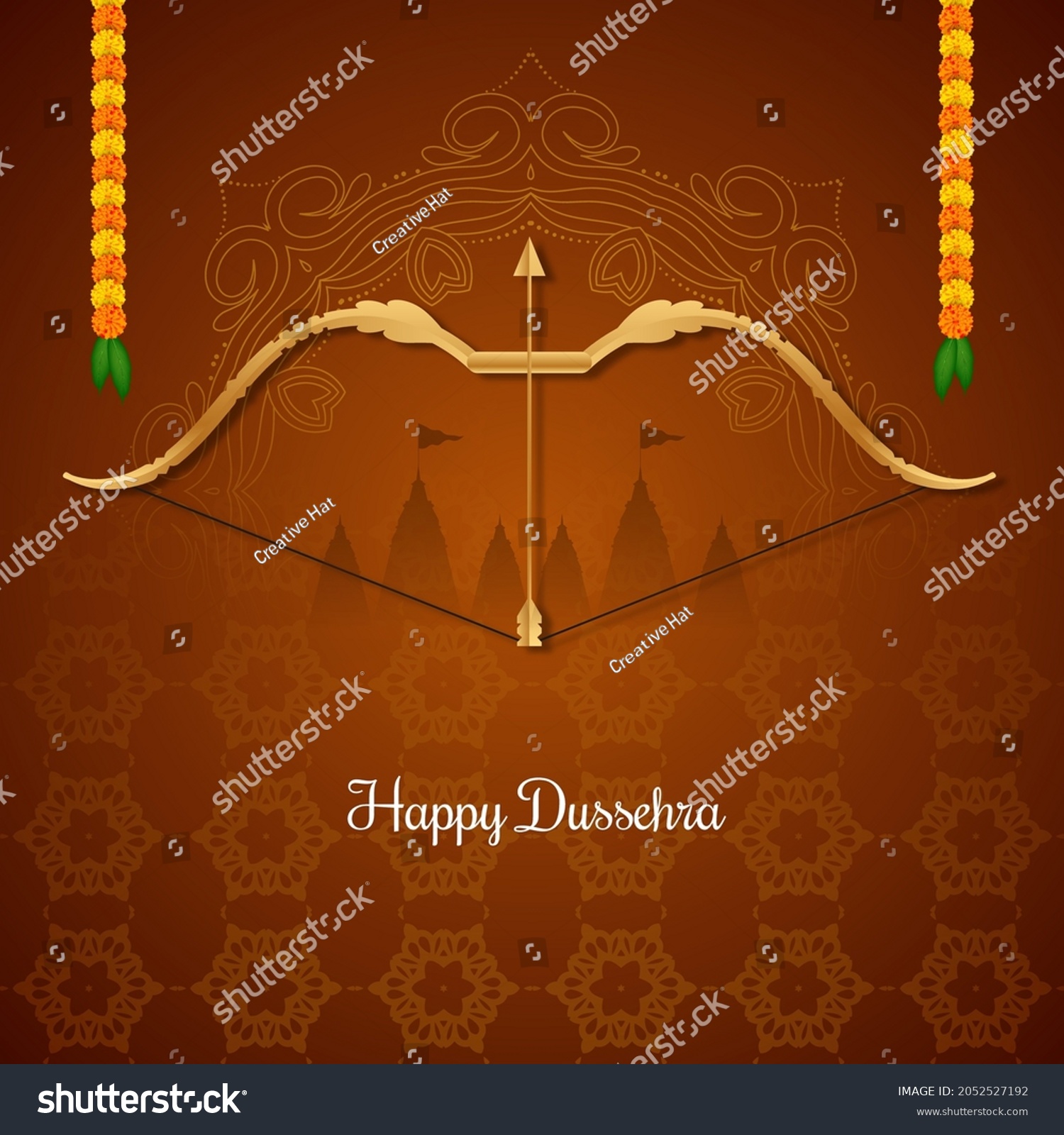 Happy Dussehra Traditional Indian Festival Classic Stock Vector ...