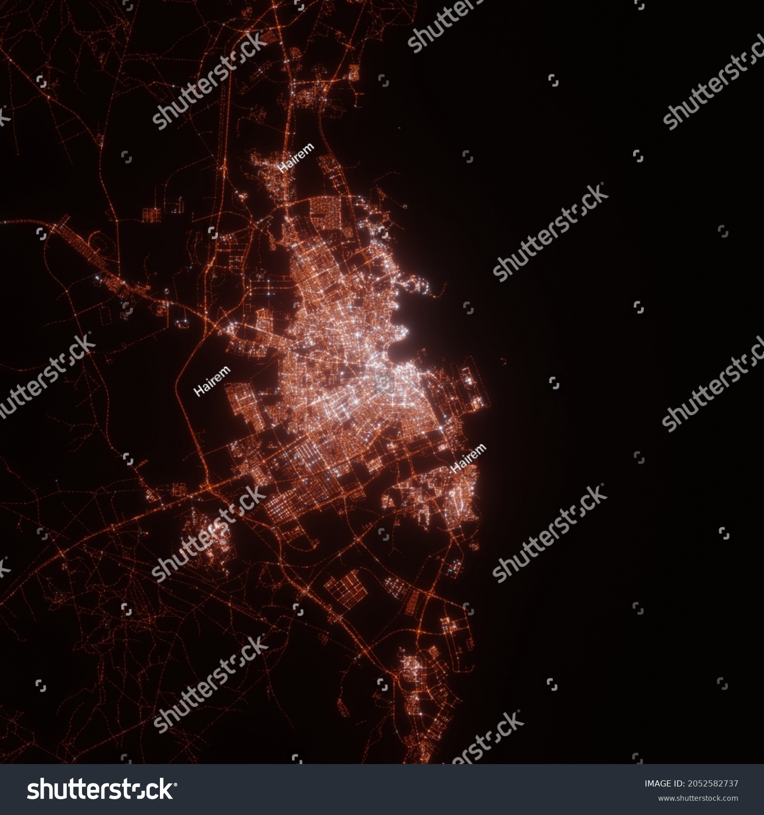 Doha City Lights Map Top View Stock Photo 2052582737 | Shutterstock