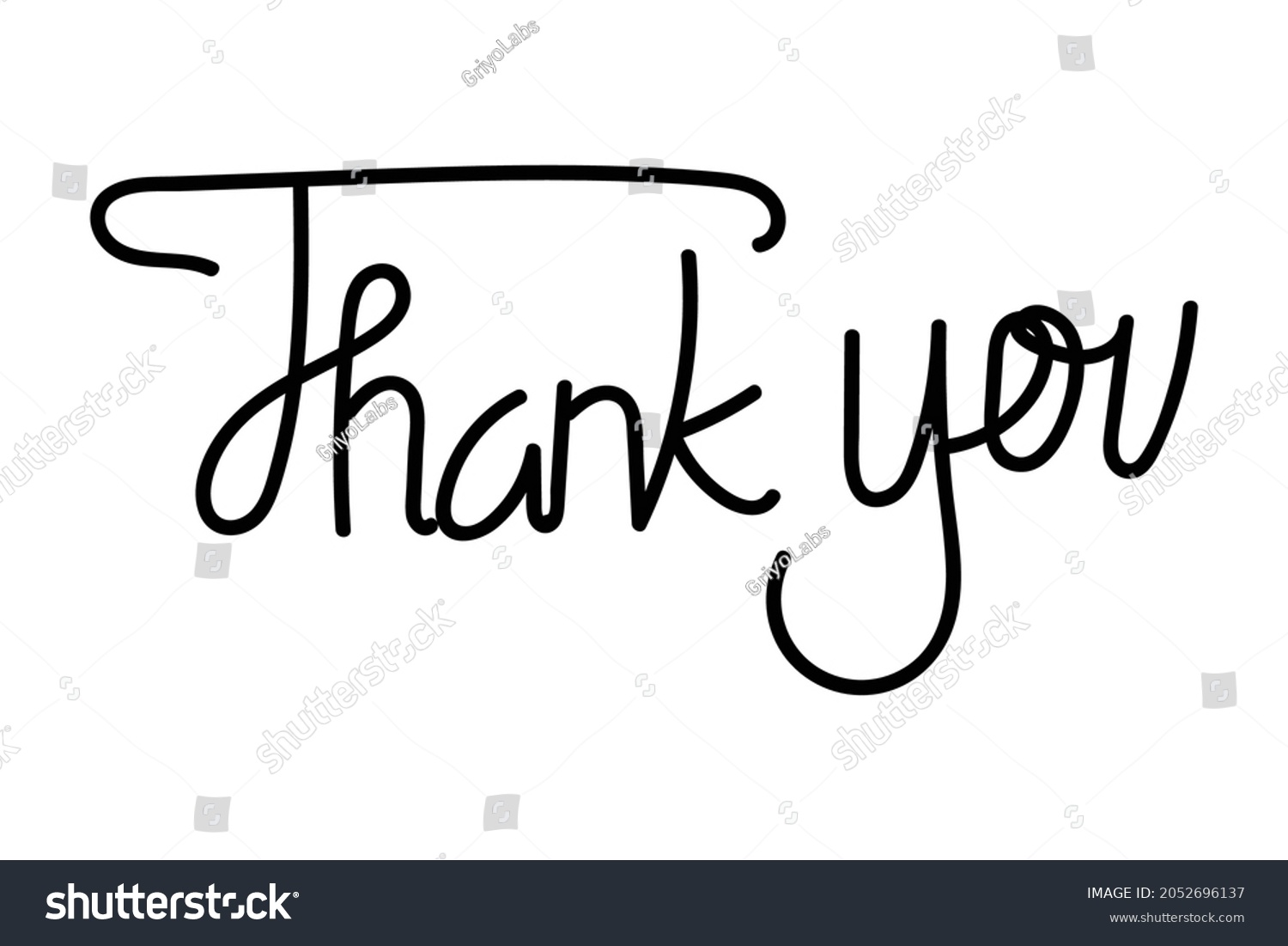 Thank You Hand Drawn Simple Lettering Stock Vector (Royalty Free ...