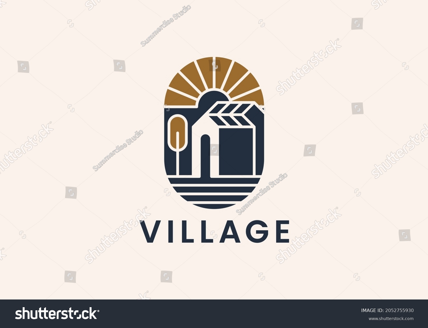 Cottage Simple Logo Village Logo Vector Stock Vector Royalty Free Shutterstock