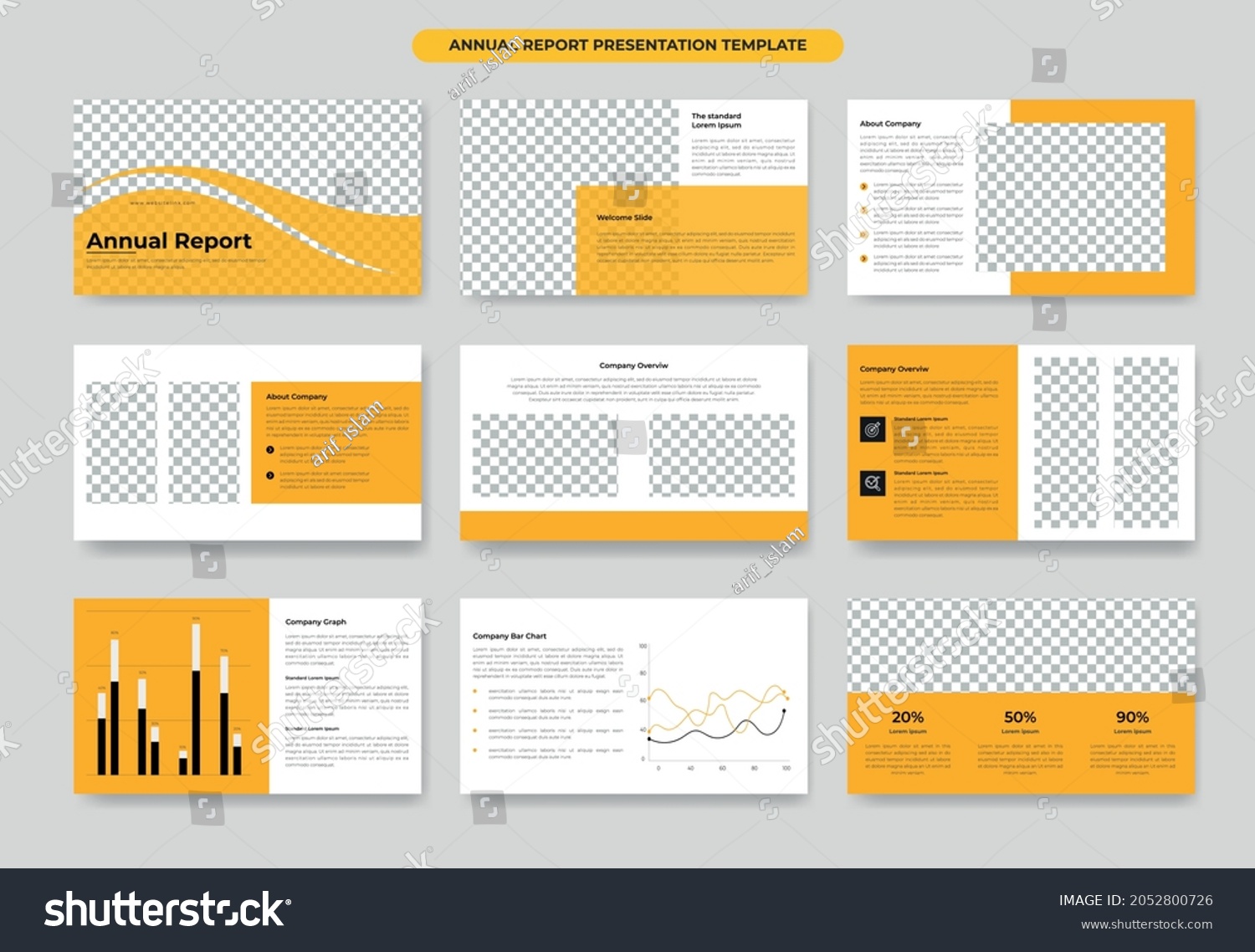 Yellow Annual Report Presentation Slide Template Stock Vector (Royalty ...