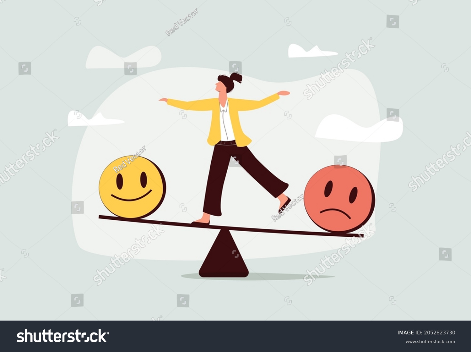 Emotional Balance Harmony Concept Female Cartoon Stock Vector (Royalty ...