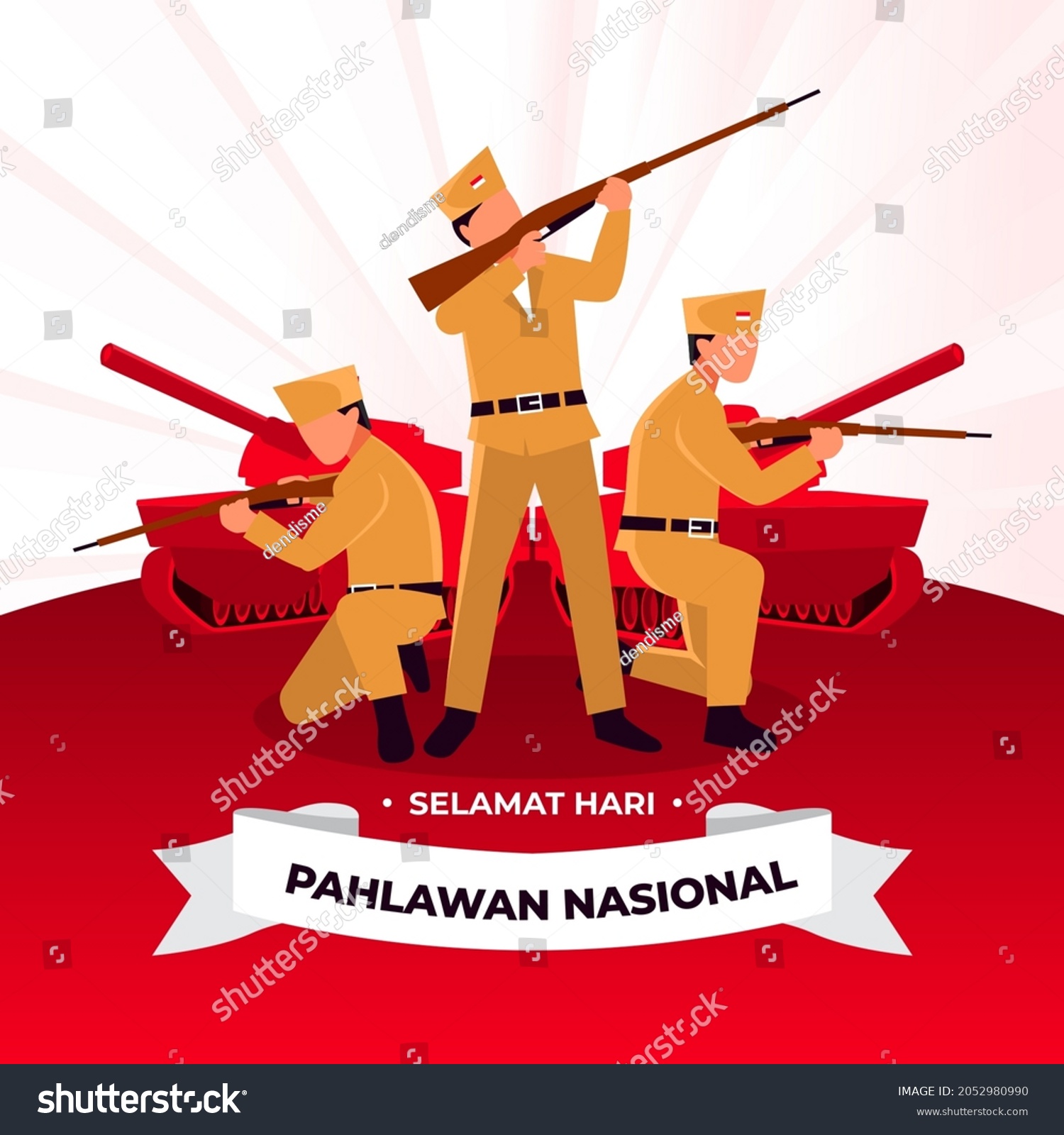 Selamat Hari Pahlawan Nasional Translation Happy Stock Vector Royalty