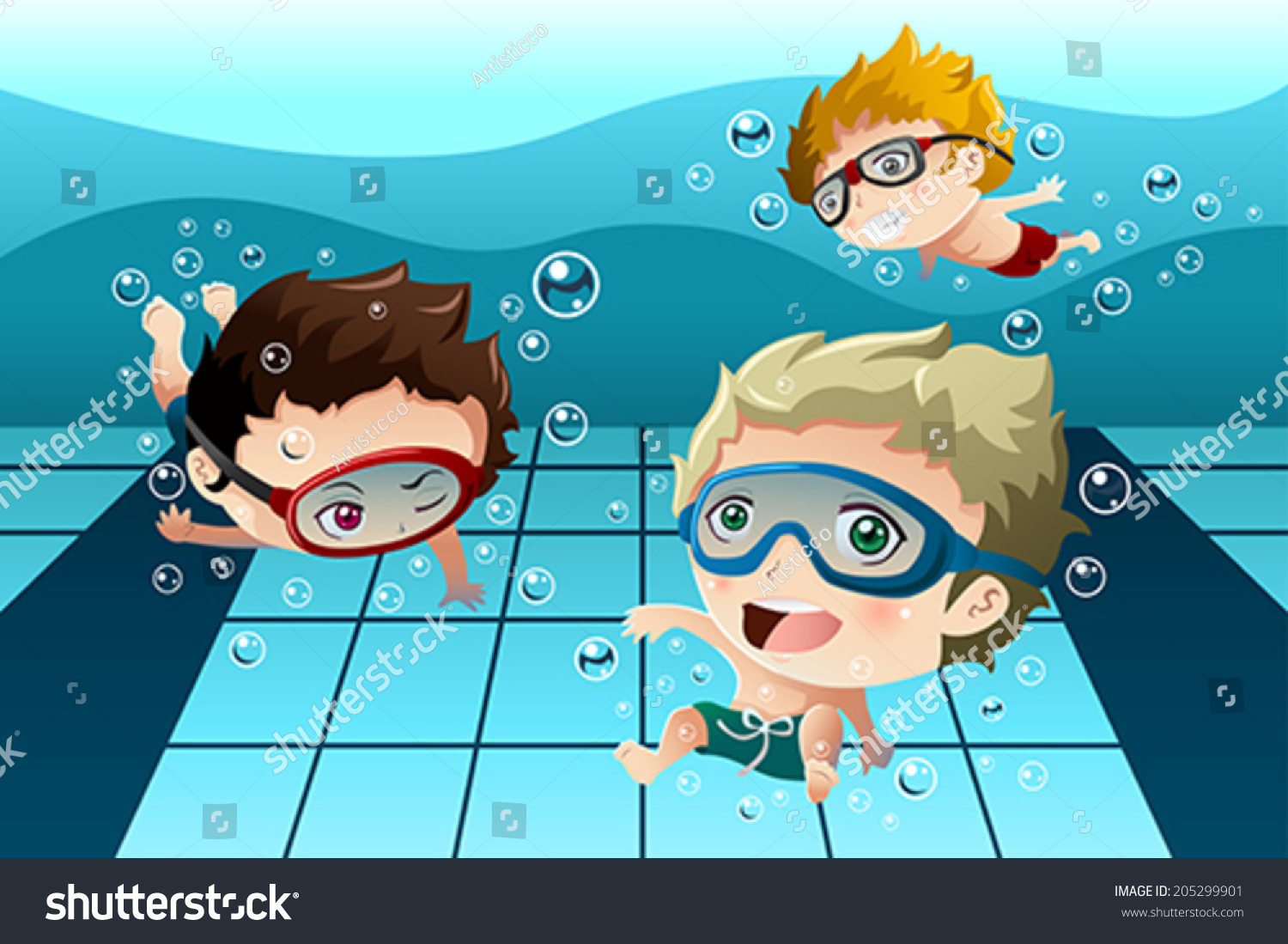 Плавание в бассейне мультяшная