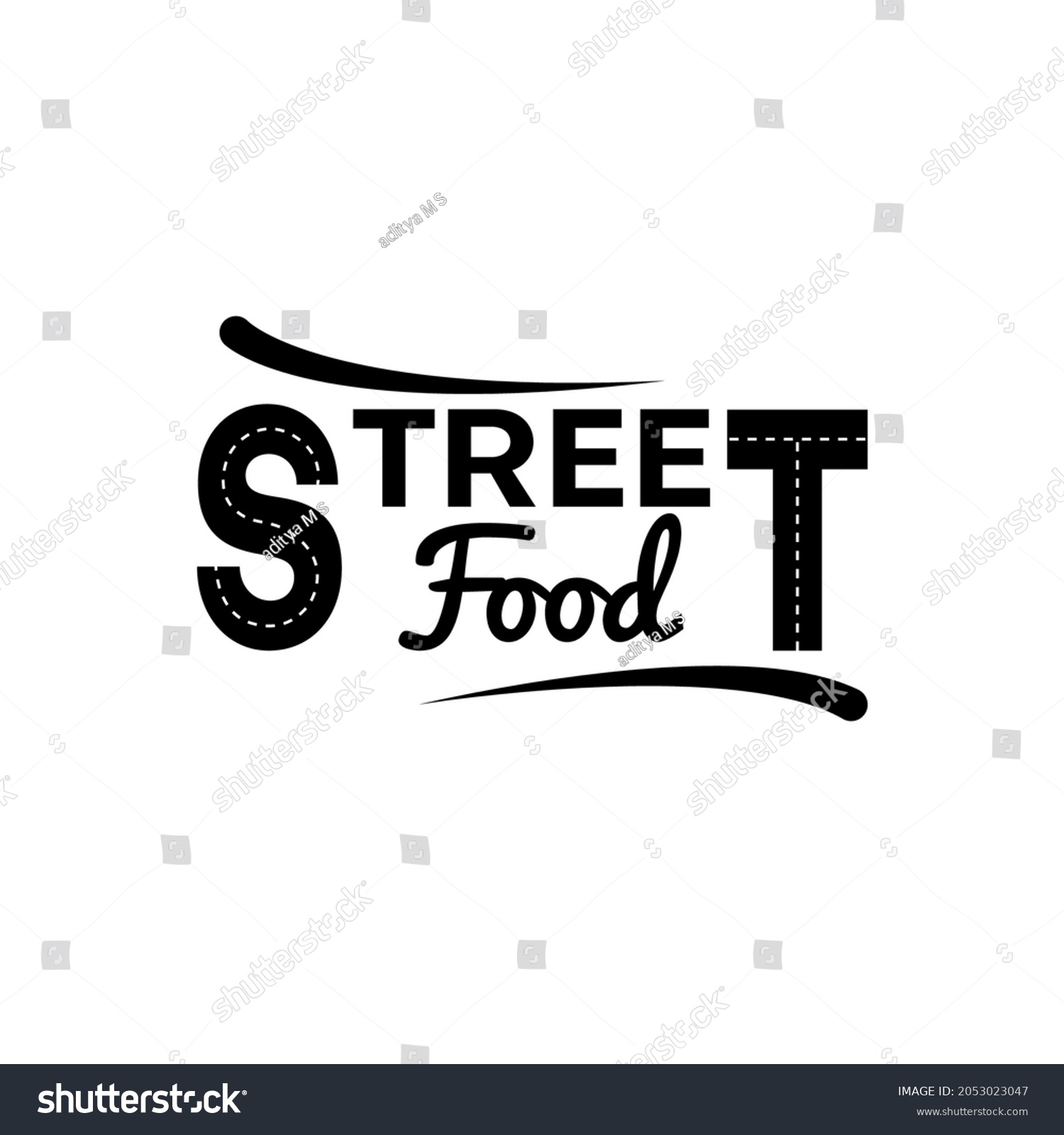 Street Food Typography Restaurant Logo Design Stock Vector (Royalty