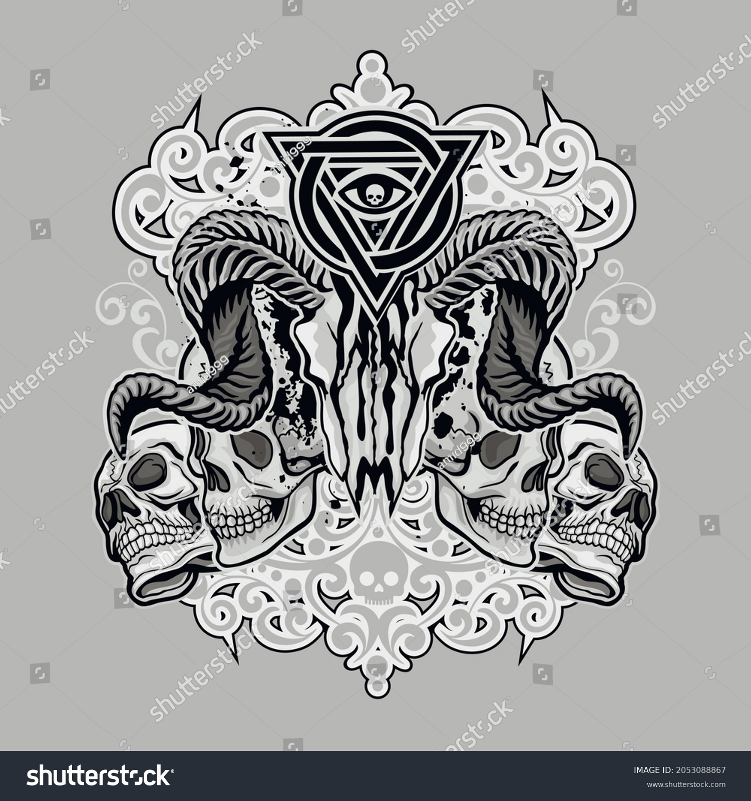 Gothic Sign Aries Skull Eye Triangle Stock Vector (Royalty Free ...