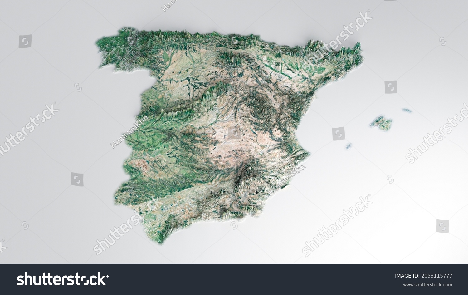 Realistic 3d Geographical Map Spain 3d Stock Illustration 2053115777 ...