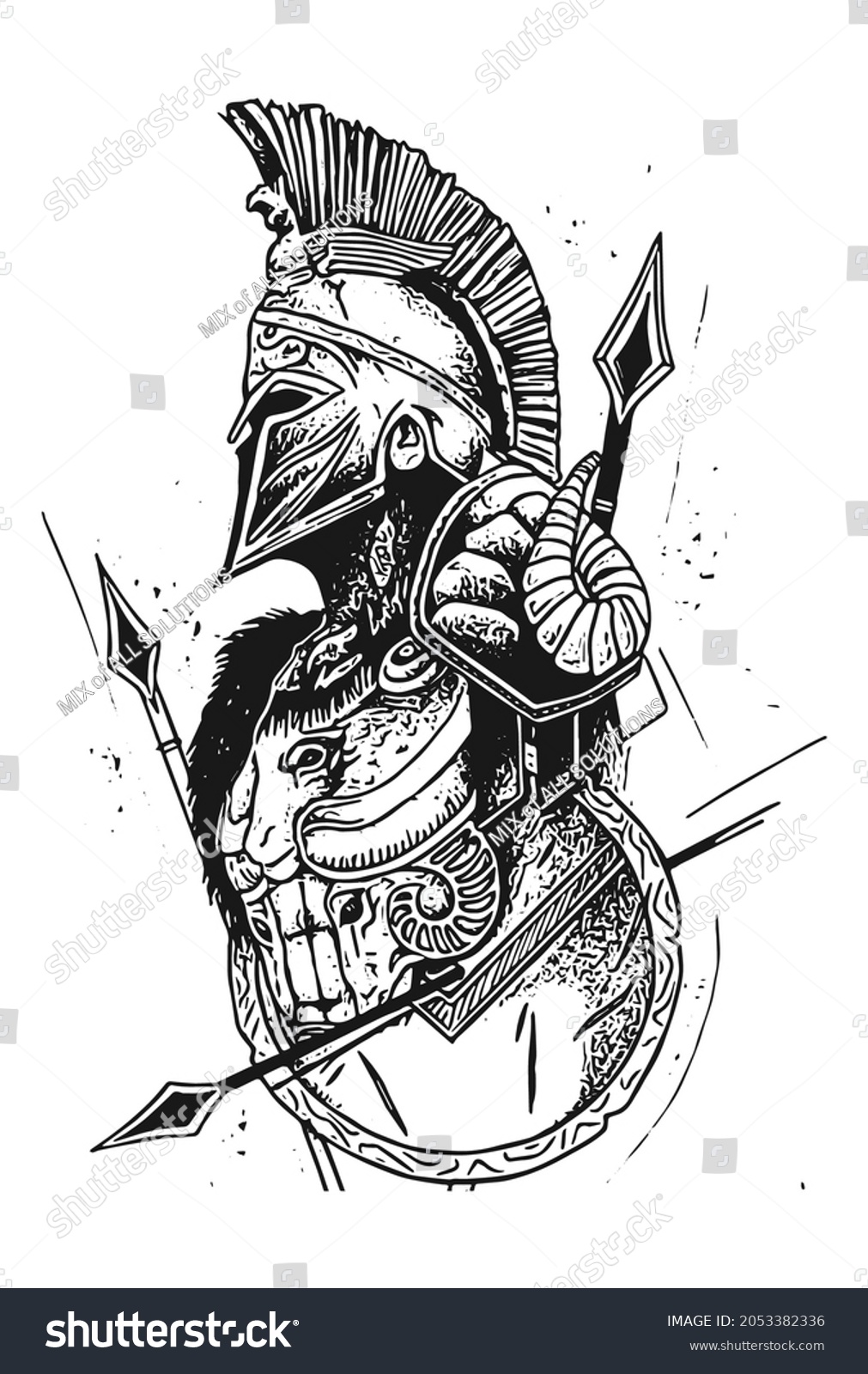 spartan warrior tattoo drawing