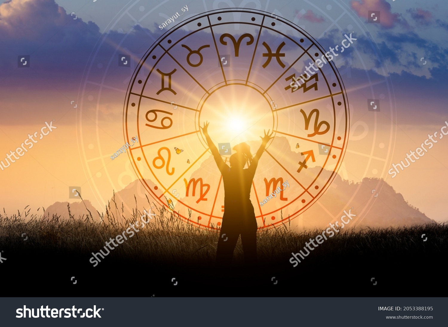 Zodiac Signs Inside Horoscope Circle Astrology Stock Photo 2053388195 ...